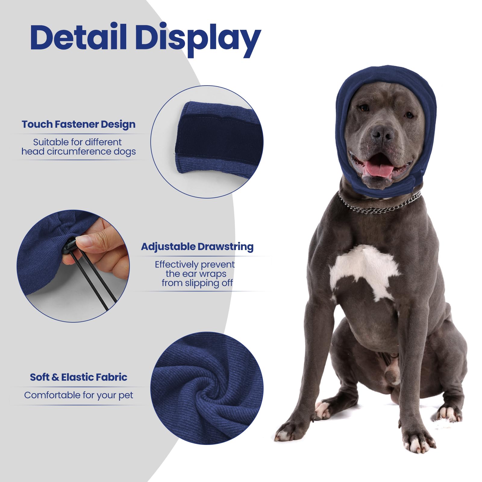 Nanaki Soft Dog Calming Hoodie-Anxiety Relief Dog Ear Muffs Noise Protection, Ear Wrap Hematoma Cover for Fireworks, Bath Blow D