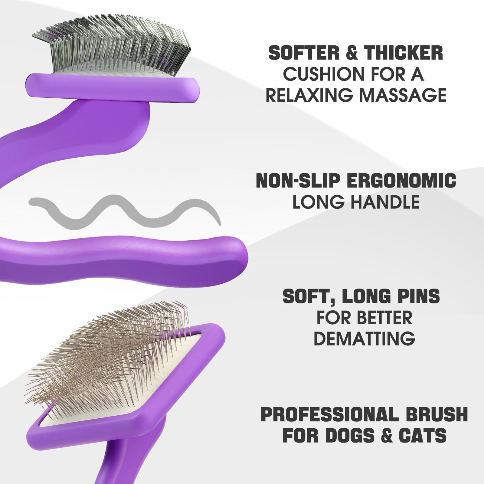 Bonteck Dog Slicker Brush for Dogs Grooming Kit 4PCS | Large Dog Brush for Goldendoodles Poodles Doodles | Long Pin Haired Brush