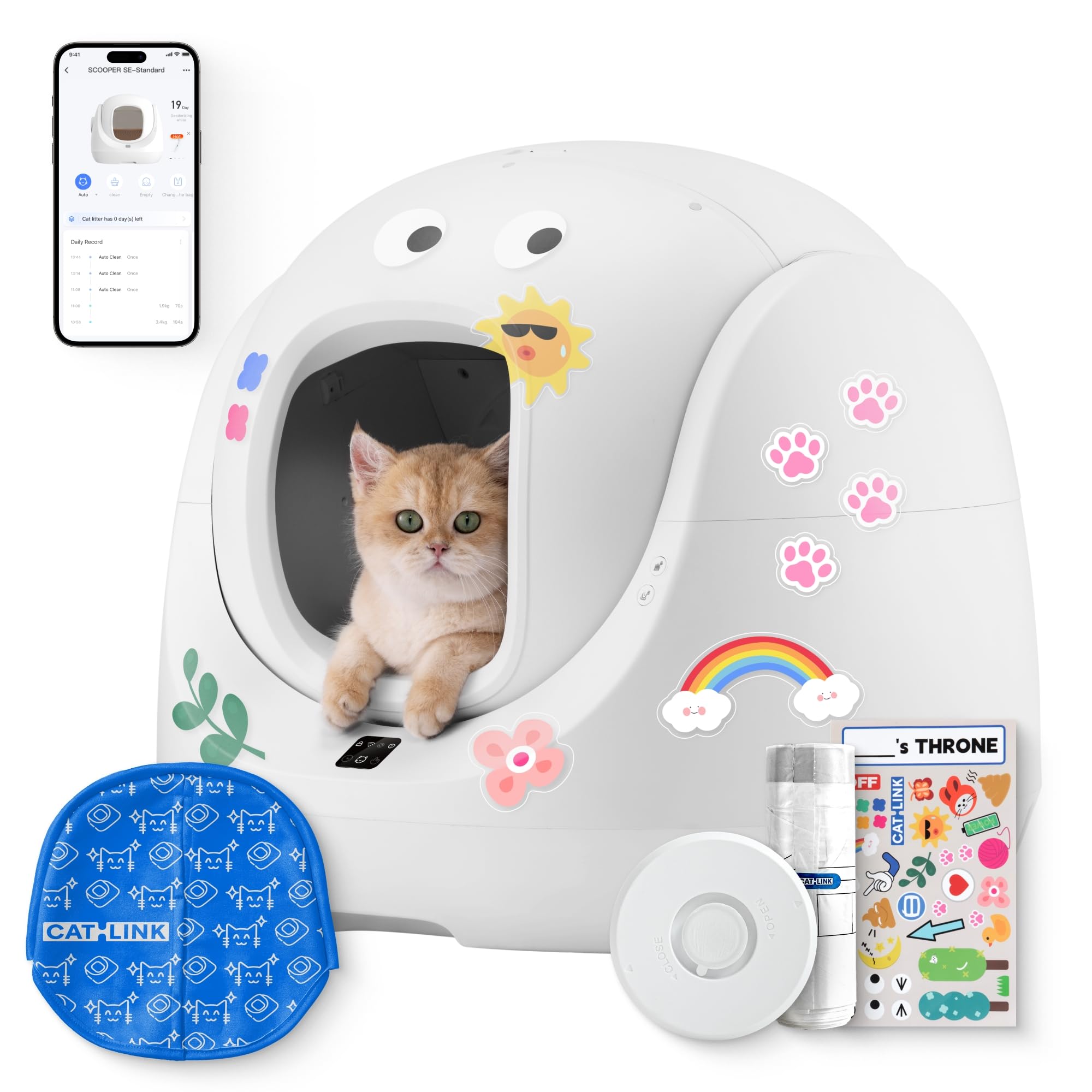 Catlink Self-Cleaning Litter Box, Pinch-Free Safety Protection Automatic Litter Box For Multiple Cat, Fat, Short-Legged, Kitten,