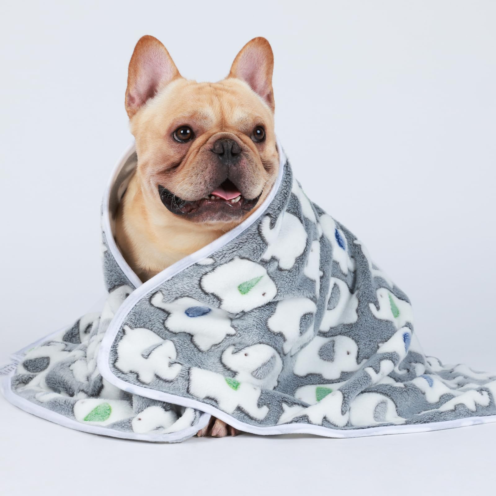 1 Pack 3 Blankets Super Soft Fluffy Premium Cute Elephant Pattern Pet Blanket Flannel Throw For Dog Puppy Cat Dark Grey Small(23