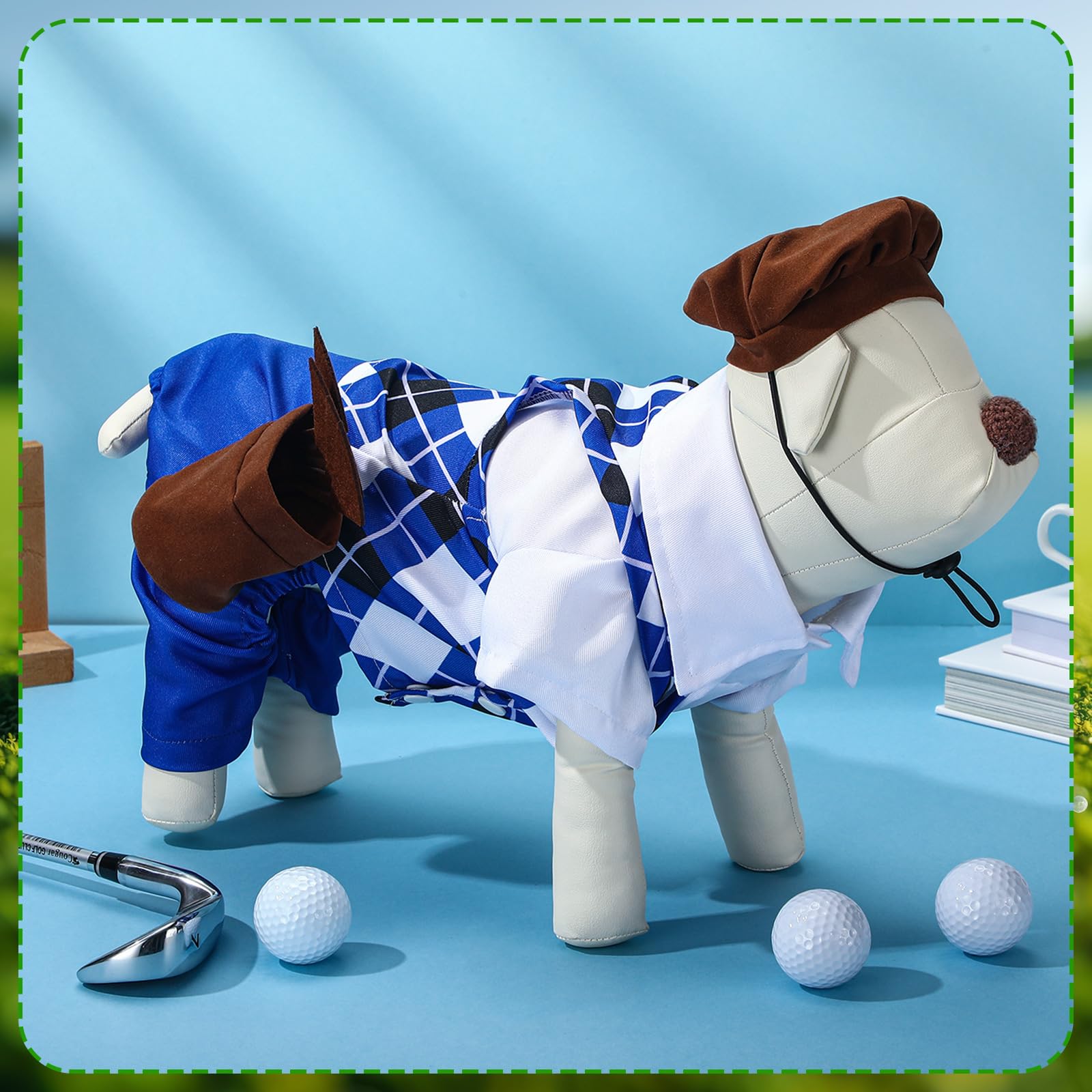 Dog Golf Costume with Golf Bag and Clubs Halloween Funny Pet Costumes Dog Cosplay Outfits Halloween Holiday Pet Party Supplies f