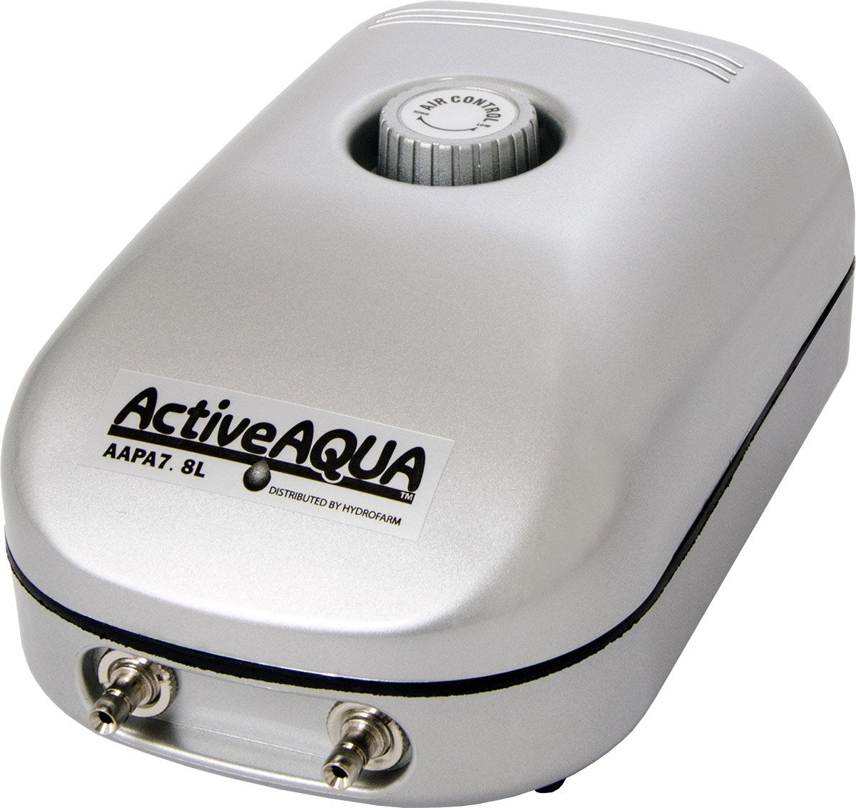 Hydrofarm Aapa7.8L Active Aqua, 2 Outlets, 3W, 7.8 L/Min Air Pump, Silver