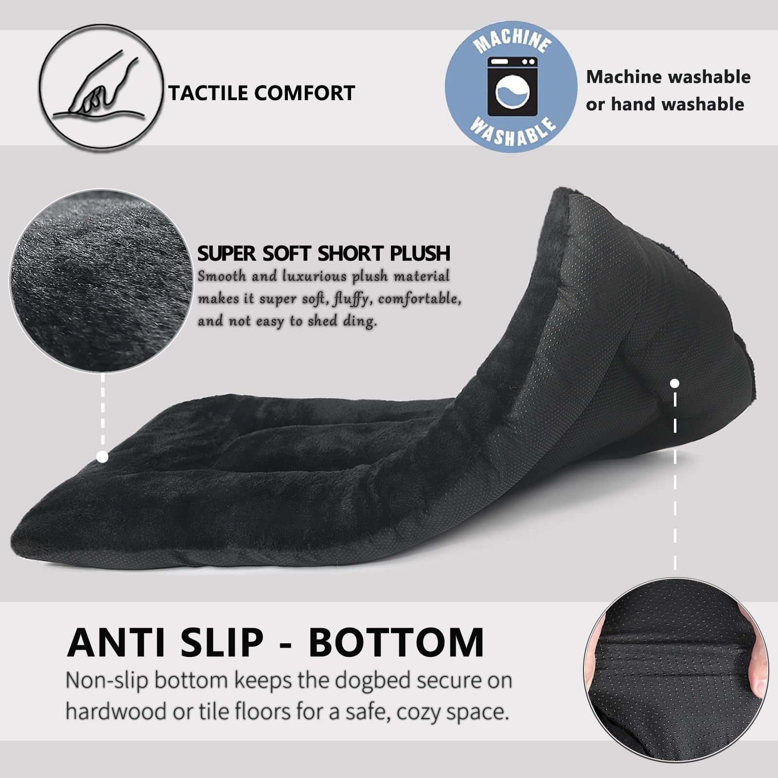 36X23 Dog Crate Bed Black For Medium Large Dogs Washable,Dog Bed For Crate 36 Inch Fits Dogs Breeds Up To 55 Lbs,Ultra Soft Pet