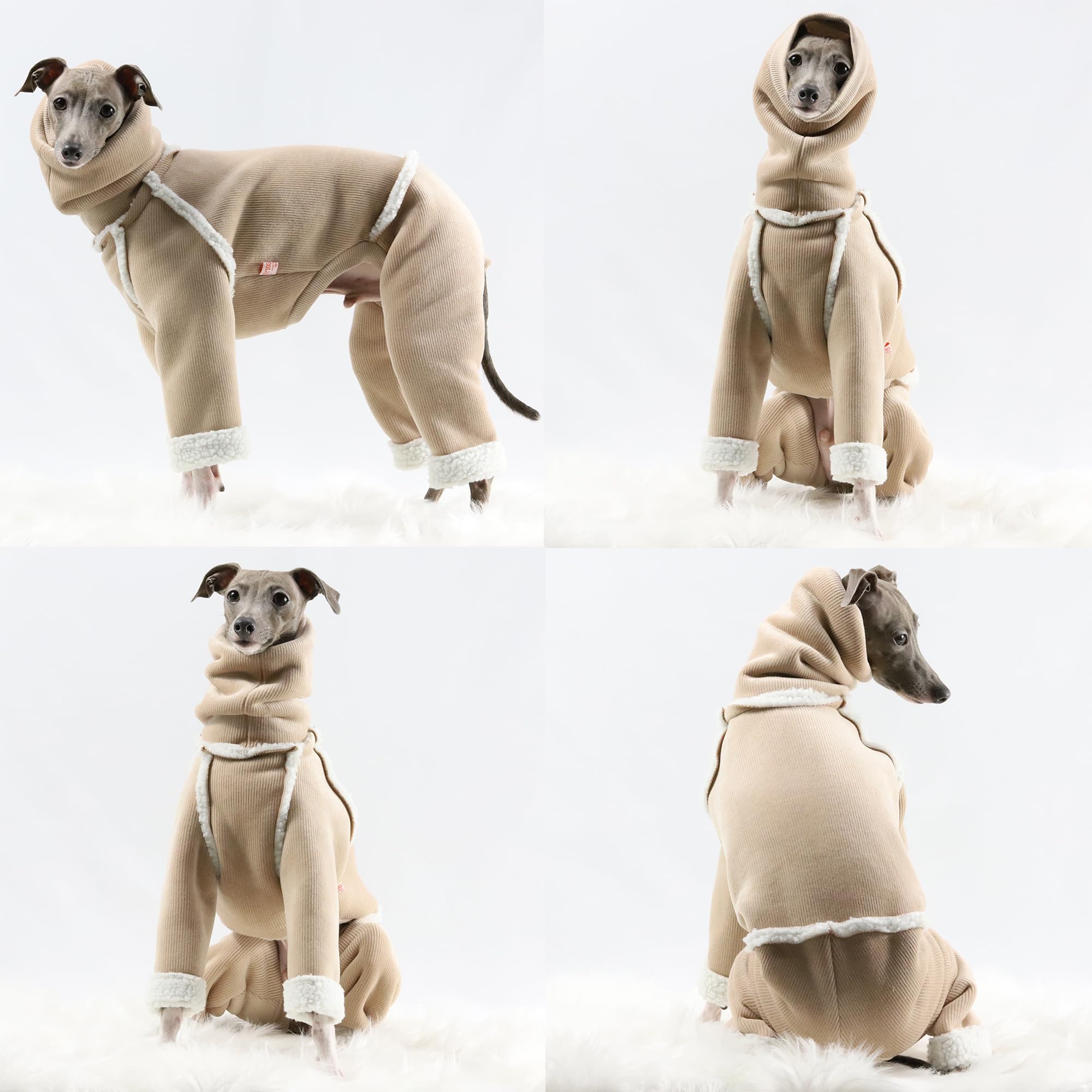 D Doggy Star Italian Greyhound Cold Weather Coat Warm Fleece Corduroy Sweater Turtleneck Onesie Clothes Whippet For Dog (3Xl,Cor