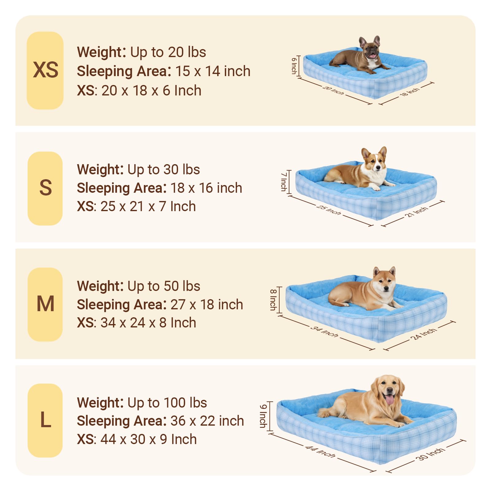 MIHIKK Rectangle Dog Beds for Extra Large Dogs & Cats, Orthopedic Sleeping Pet Bed for Couch with Durable Puppy Cuddler and Anti