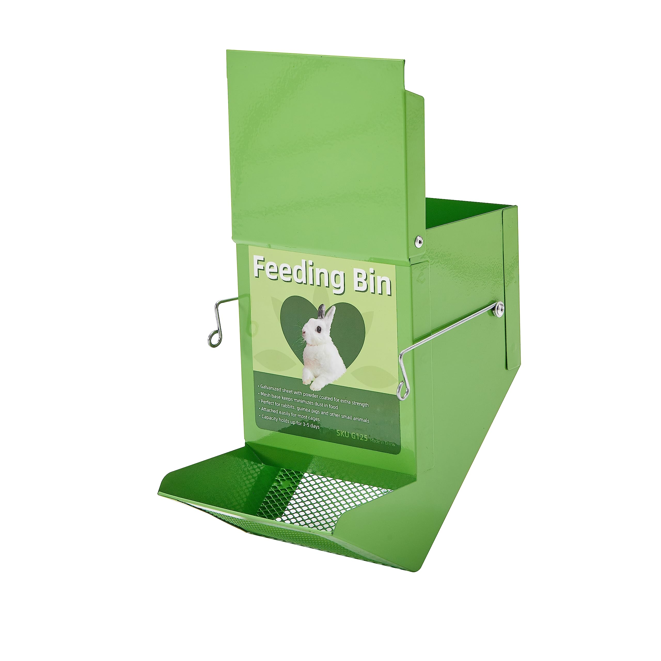 CounttyLivin Metal Small Animal Feeder with Lid, Heavy Duty Rabbit Feeder, Large Capacity Rabbit Food Dispenser, Great for Rabbi