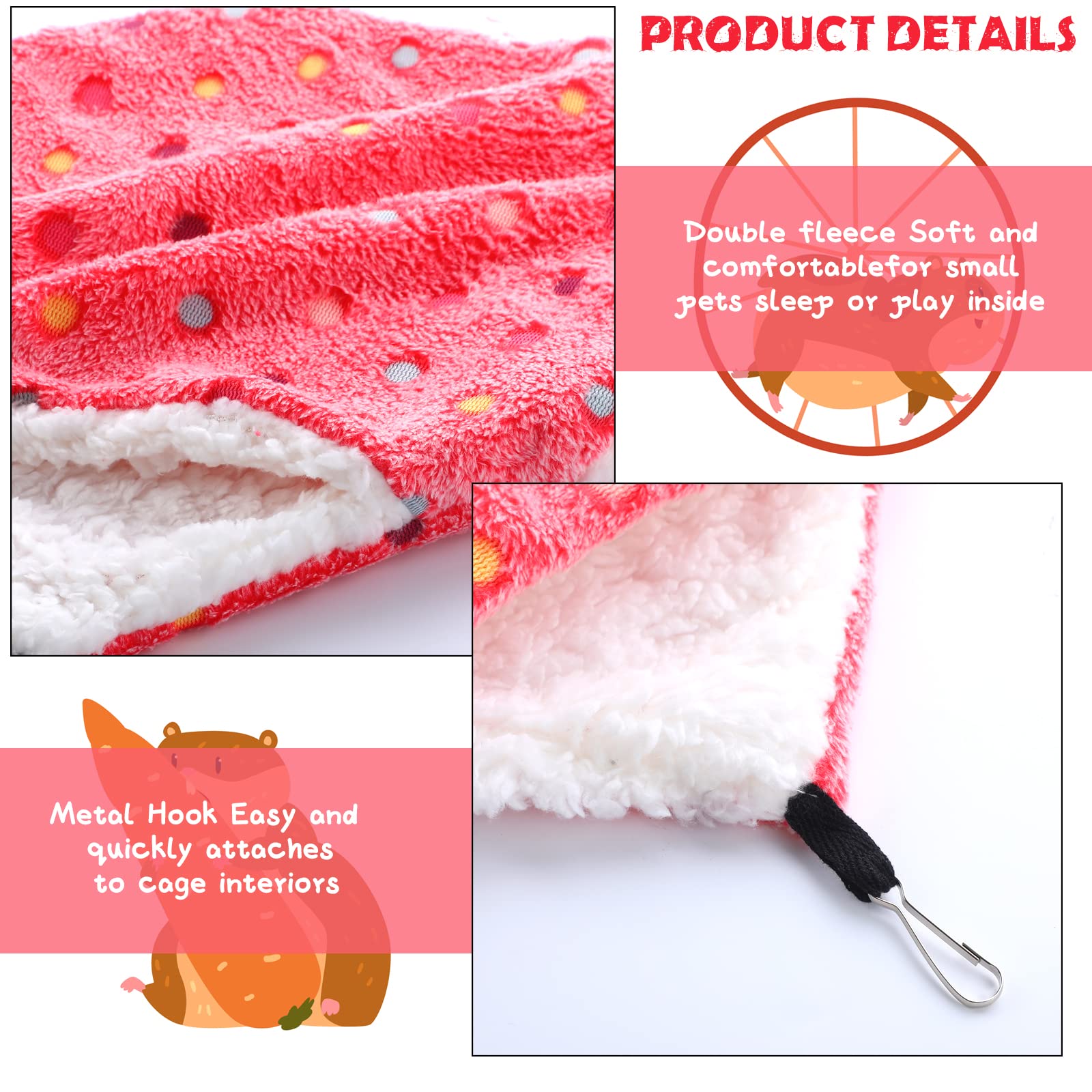 2 Pcs Guinea Pig Rat Hammock Guinea Pig Hamster Ferret Hanging Hammock Accessories For Small Animals Chinchilla Parrot Sugar Gli