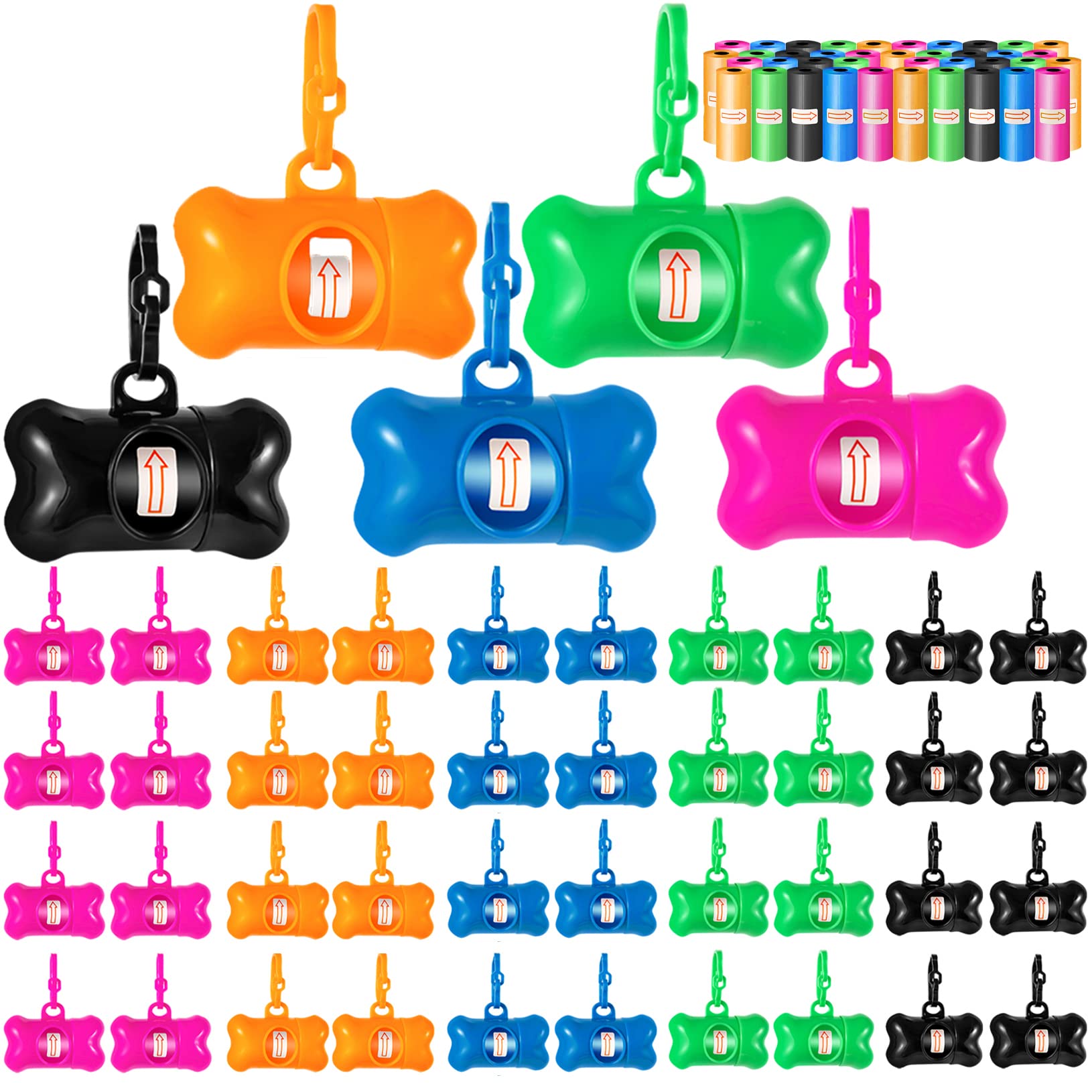 Arroyner 40 Pack Bone Shaped Poop Bag Dispenser Pet Waste Disposal Bag Dispenser (Random Color)