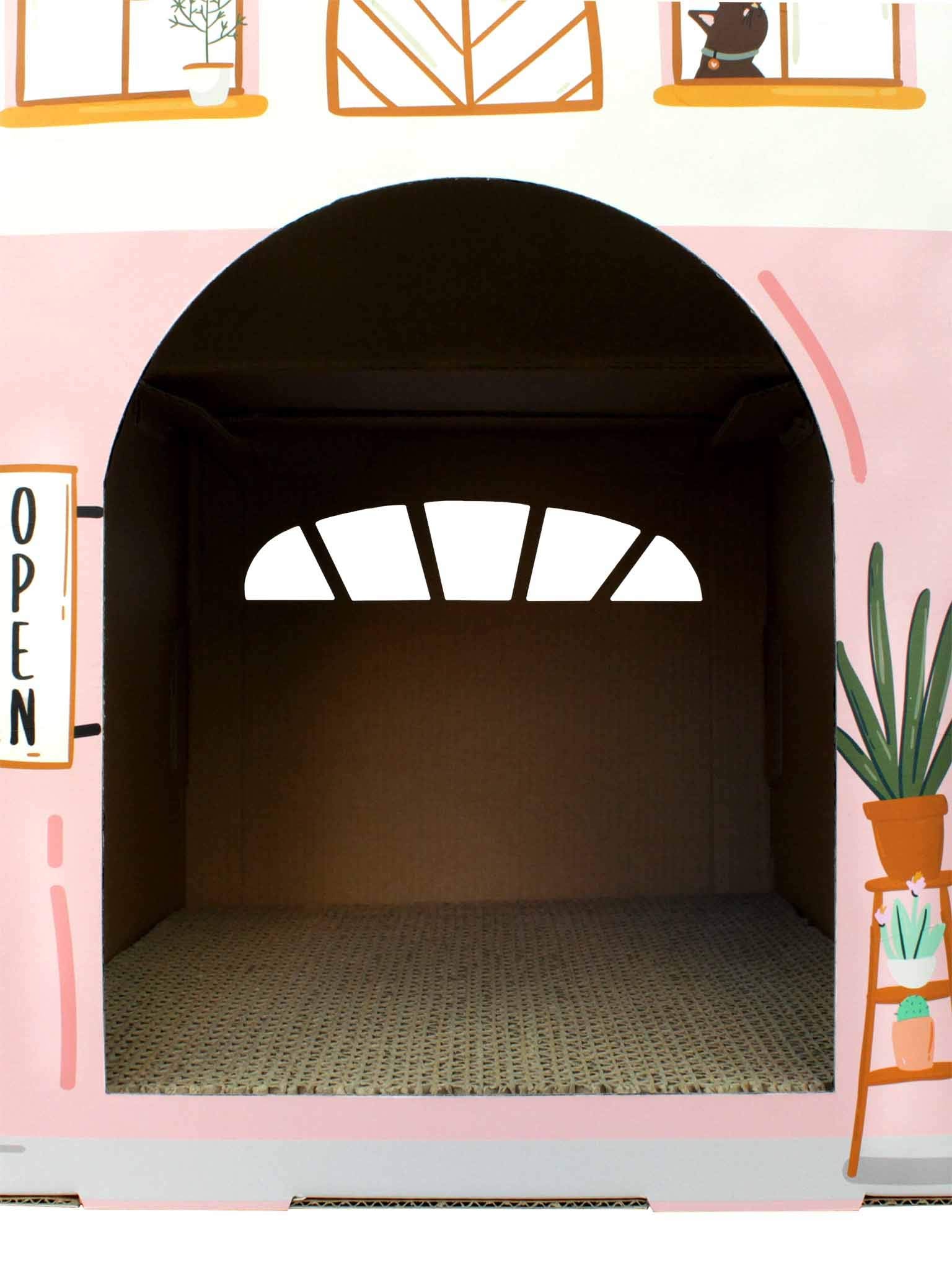 American Cat Club Cat House With Scratcher & Catnip Included - Coffee House