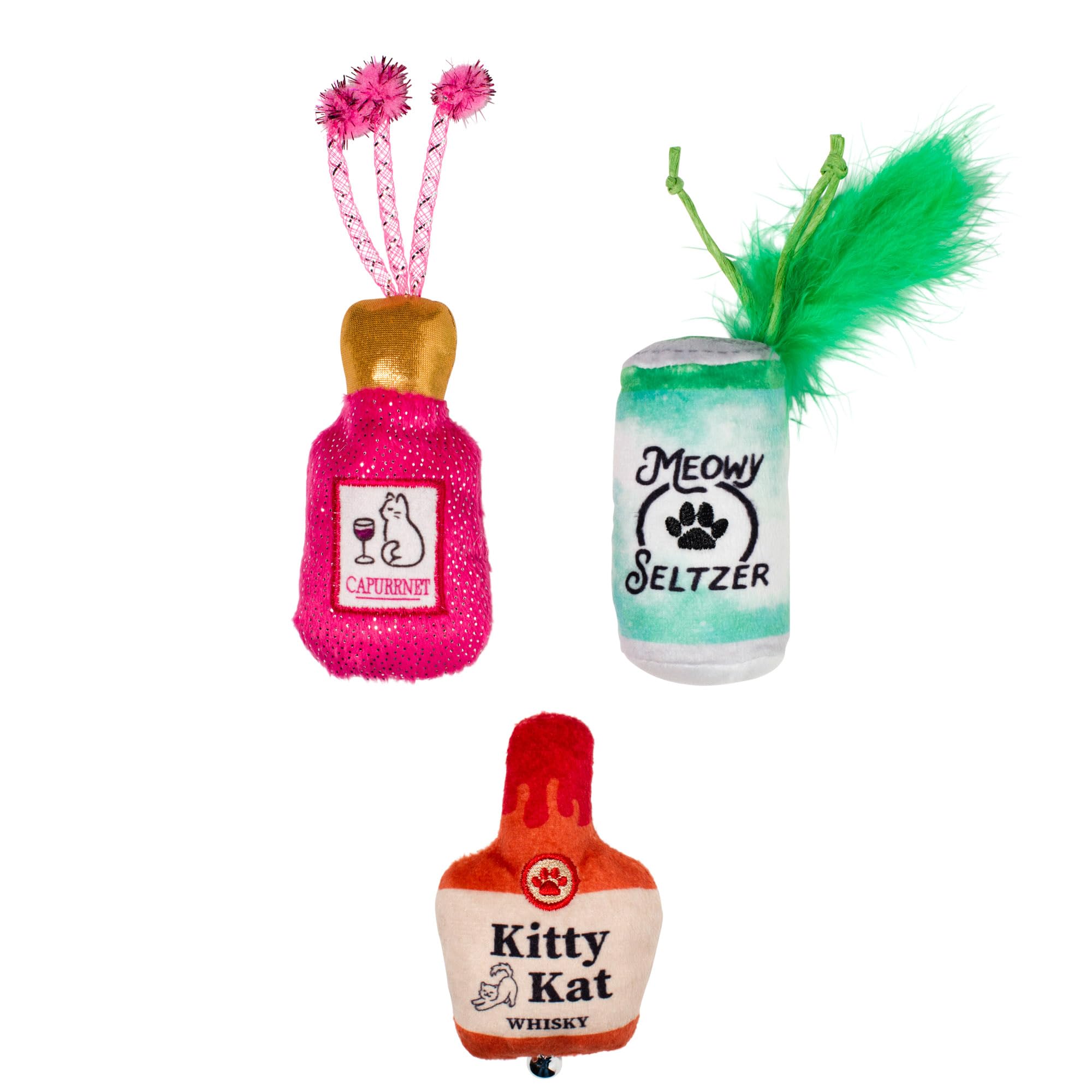 Fringe Studio Kitten My Drink ON, Small Plush Cat Toy 3PCS Set, PetShop Collection (904040)