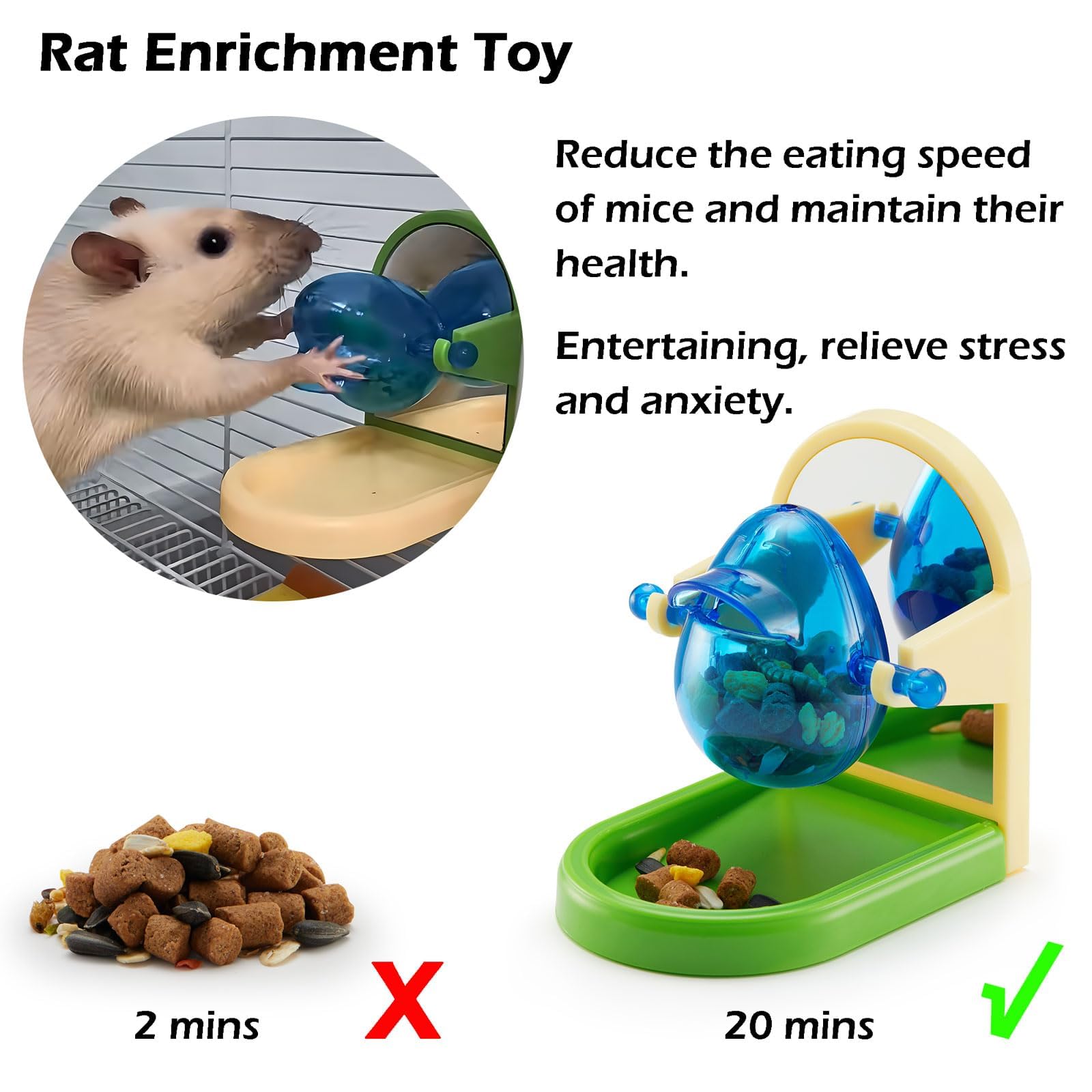 Rat Enrichment Toys - Interactive Foraging and Intelligence Growth Puzzle Games, Treat Dispensing Slow Feeder for Cage, Bird Toy