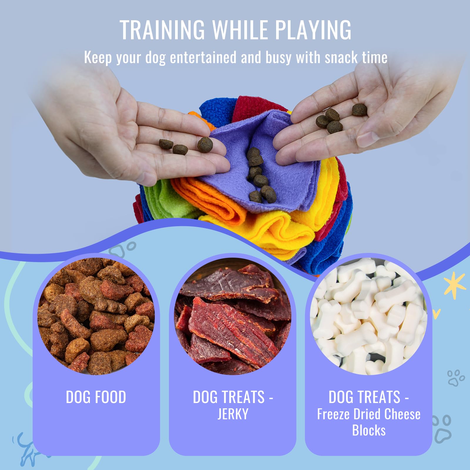 Larimuer Pet Snuffle Ball - Interactive Dog Puzzle Sniffing Toys For Blind Dogs Training, Stress Relief & Enrichment - Machine W