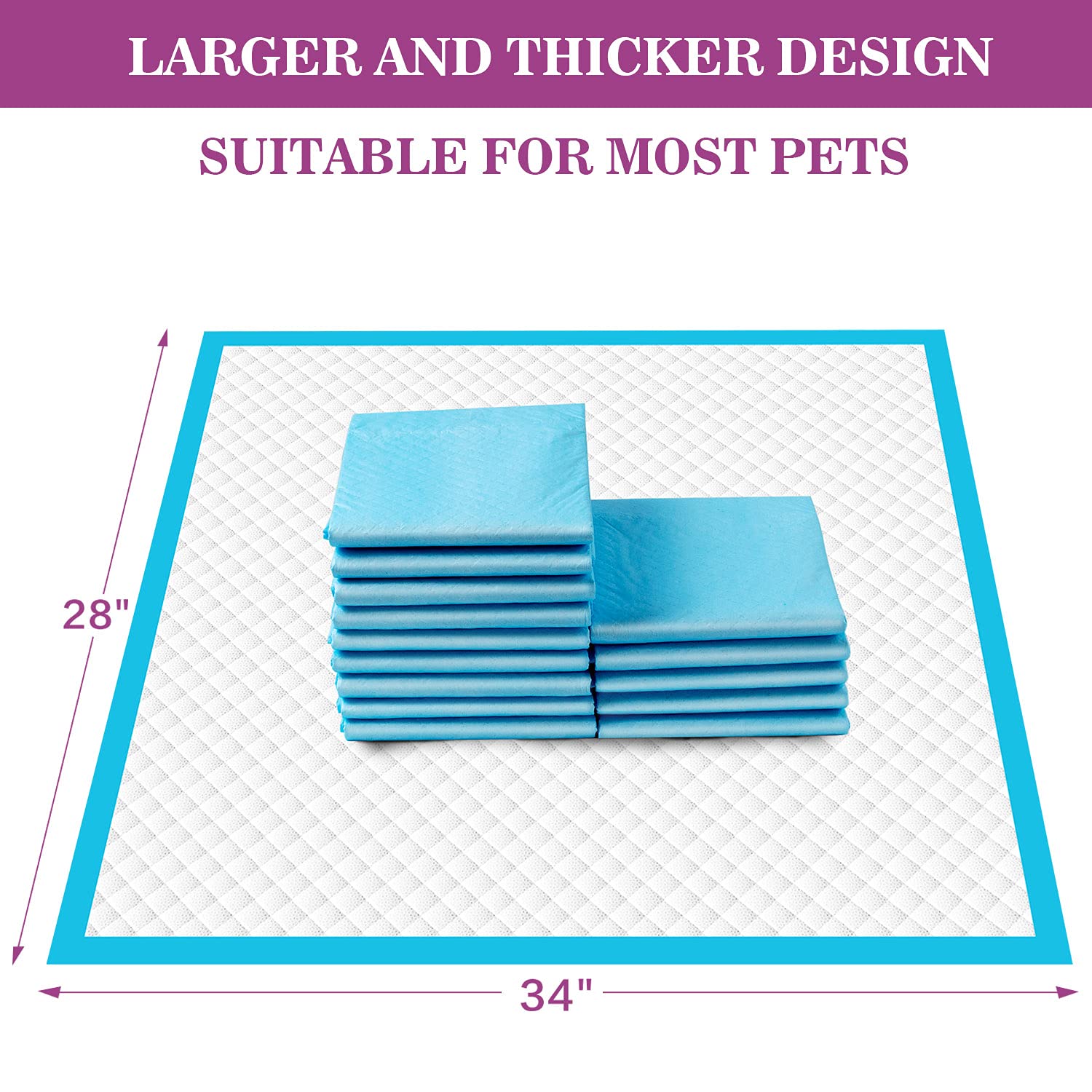 Immcute Dog Pee Pads Extra Large 28'X34', X-Large Training Puppy Pee Pads Super Absorbent & Leak-Proof, Xl Disposable Pet Piddle Pad And Potty Pads For Dogs, Puppies, Doggie (Xlarge:28'*34'-40 Ct)