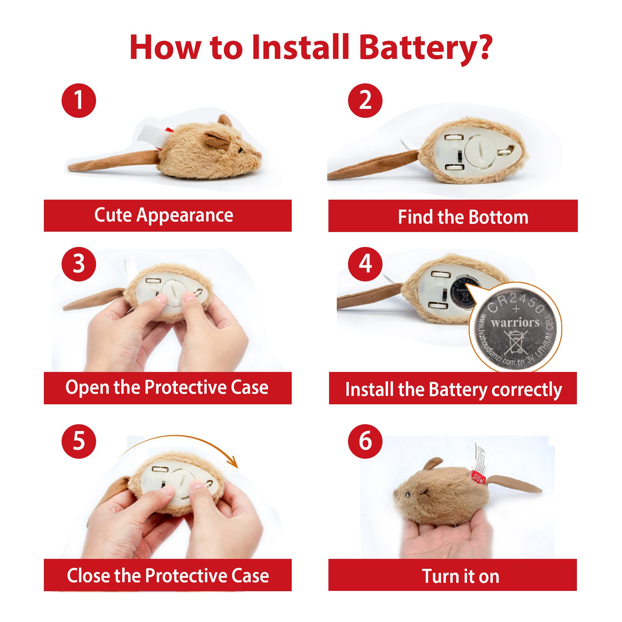 Gigwi Interactive Cat Toys Pack, Automatic Moving Mouse Electronic Cat Toys For Indoor Cats, Mouse Hunt Cat Toy For Kitten, 2 Pa