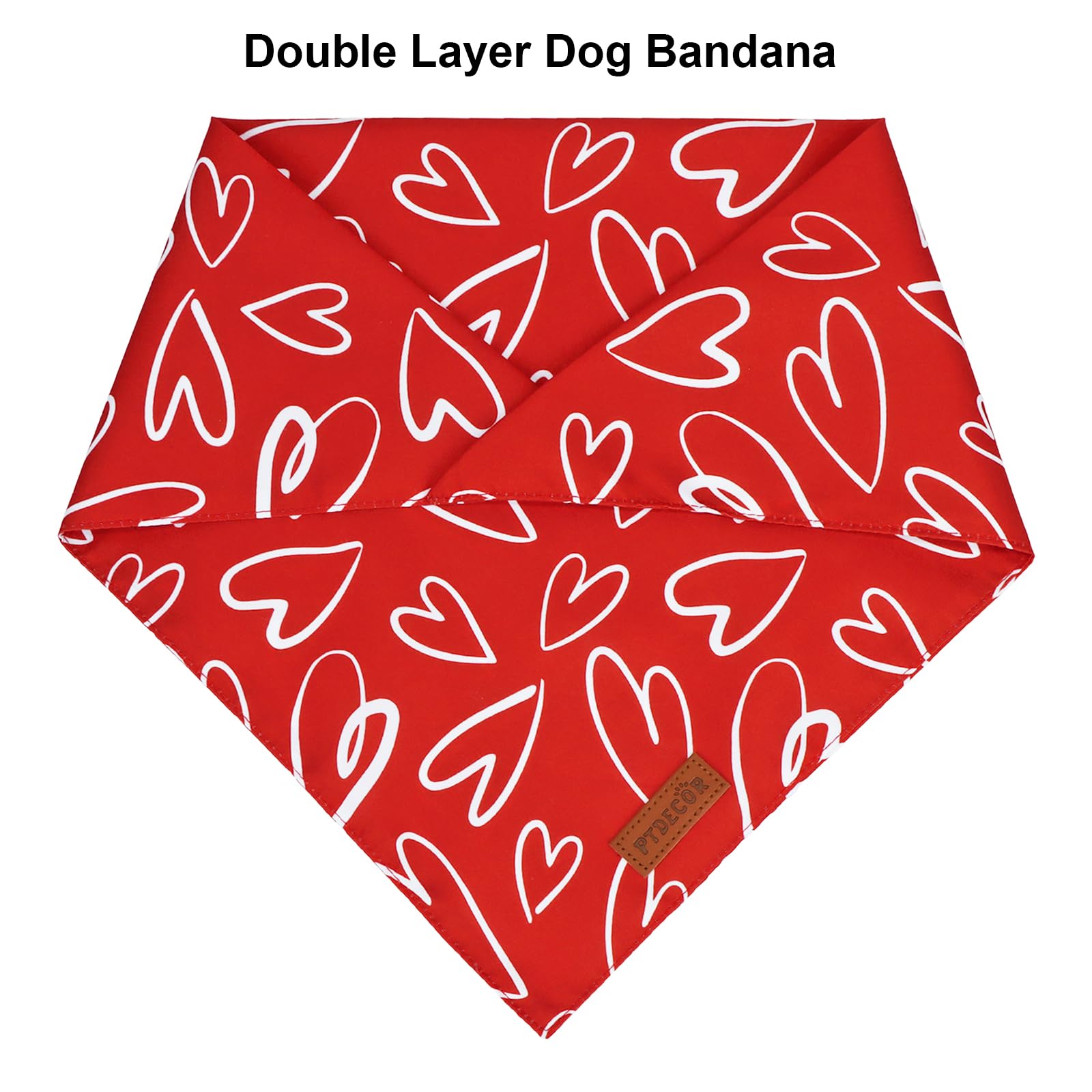 Ptdecor Valentine Dog Bandana, Reversible Holiday Dog Scarf, Multi Size, Heart Valentine Bandanas For Large X-Large Dogs Pets (X