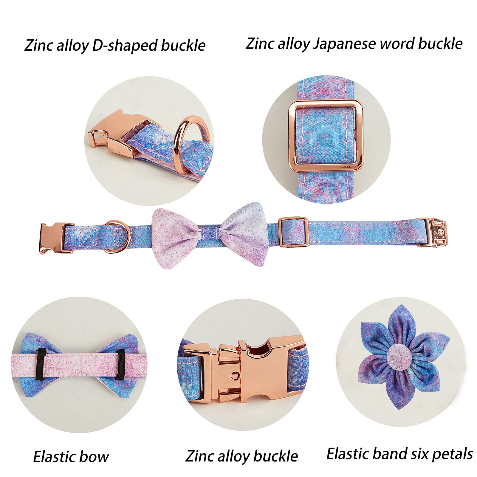 Collar With Bowtie Floral Detachable For Girl Dogs - Soft Comfy Pet Collar With Safety Buckle, Flower And Knotbow - Adjustable F