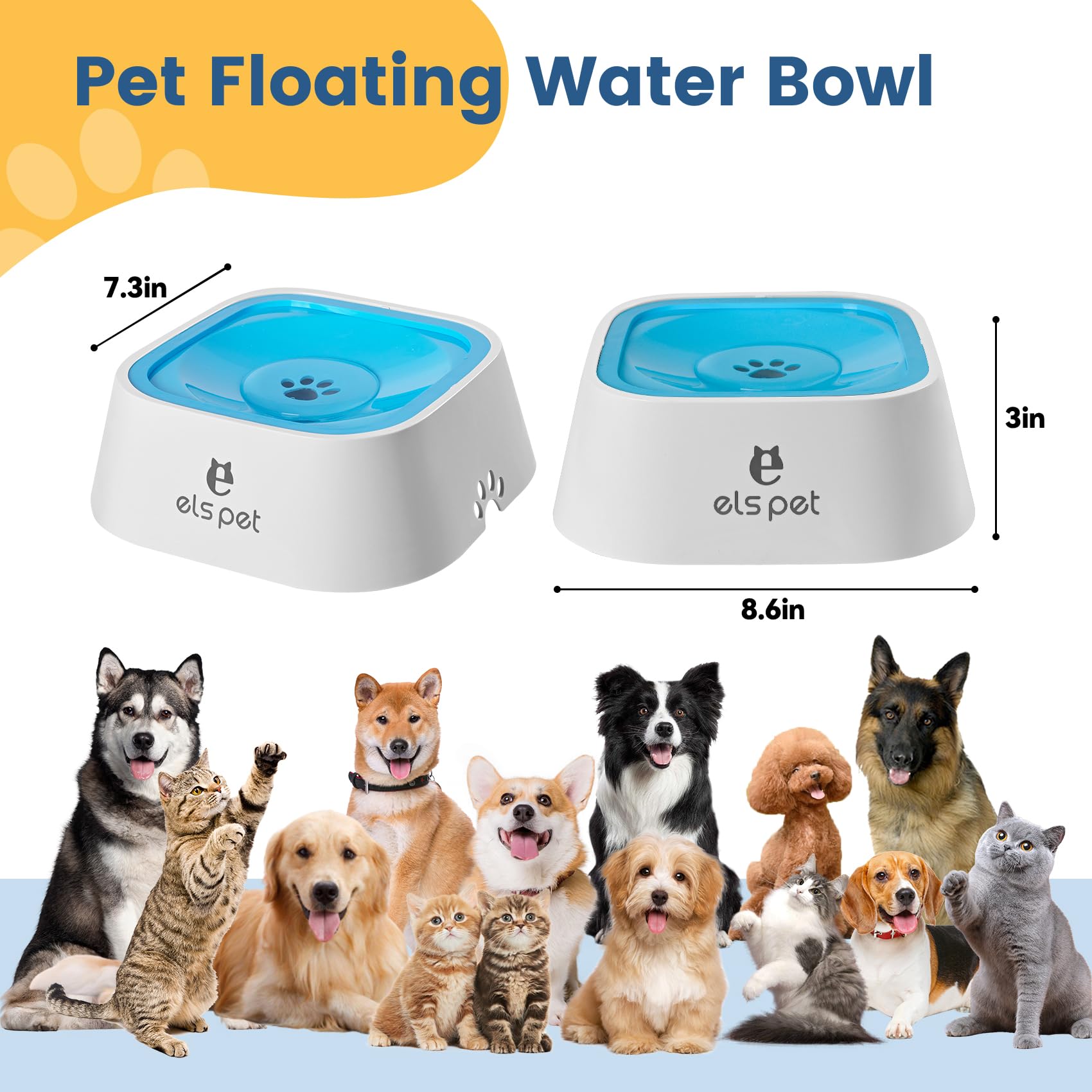Yunoentona Dog Water Bowl No Spill, 35Oz Slow Water Bowl For Dogs, Bpa-Free, Anti-Splash & No-Slip Design, 1L Vehicle Carried Tr