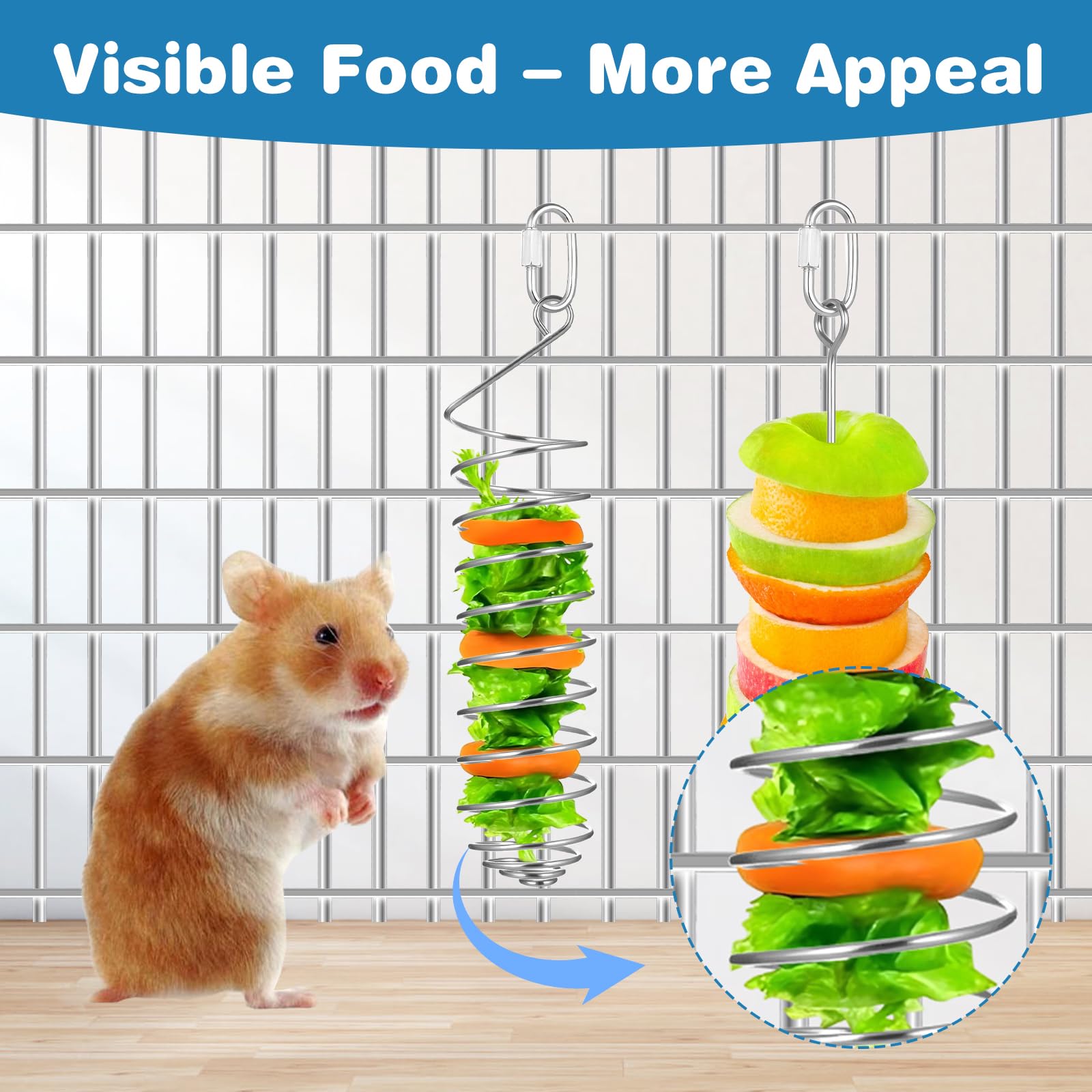 YBEATY 2 PCS Rat Enrichment Toys Stainless Steel Vegetable Holder Enrichment Foraging Toy Foraging Hanging Feed Tool Fancy Mice