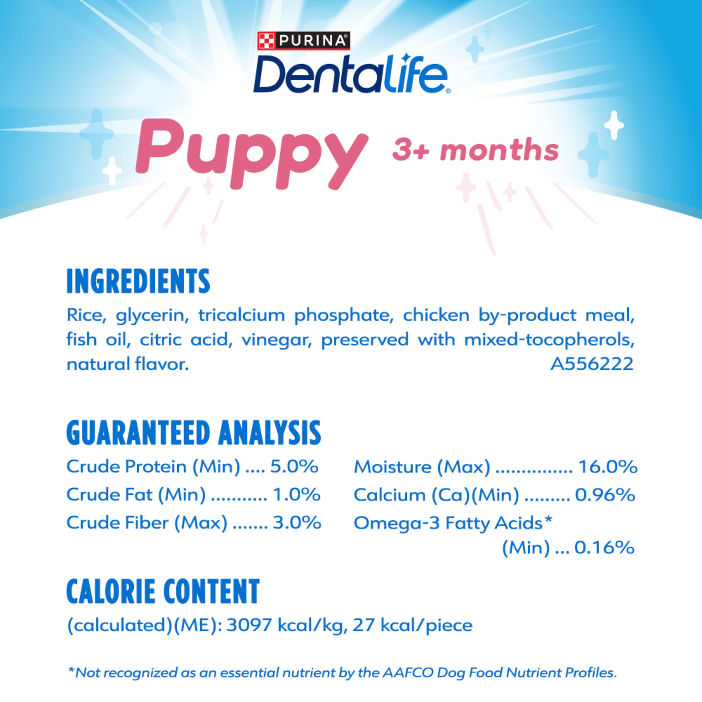 Dentalife Puppy Teething Dog Chews for Small Dogs 3 Months and Up, Chicken Flavor, 1.08 lb., 50 Chews - 50 ct. Pouch