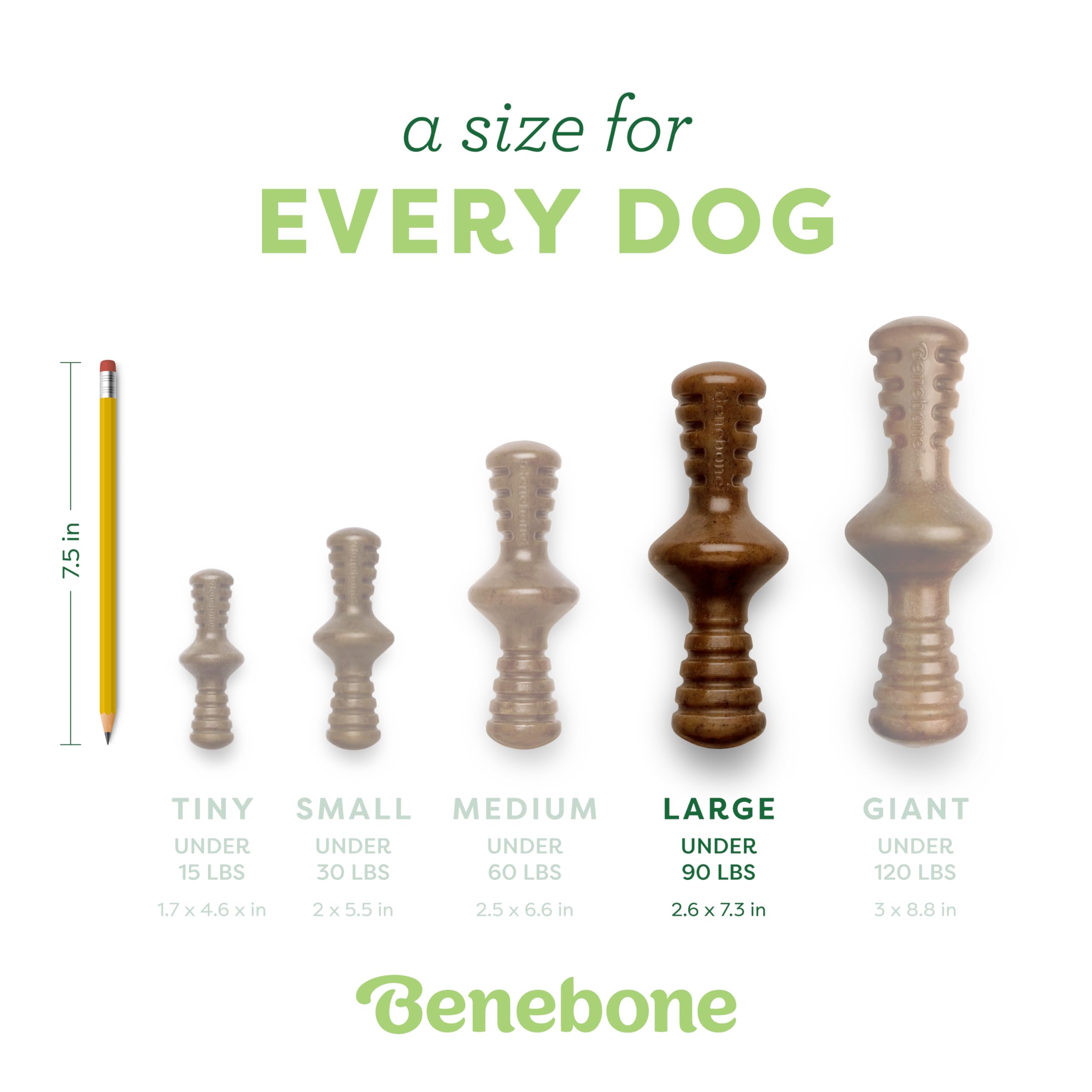 Benebone Zaggler Large Dog Chew Toy for Aggressive Chewers - Real Bacon Flavor, Made in USA, Brown