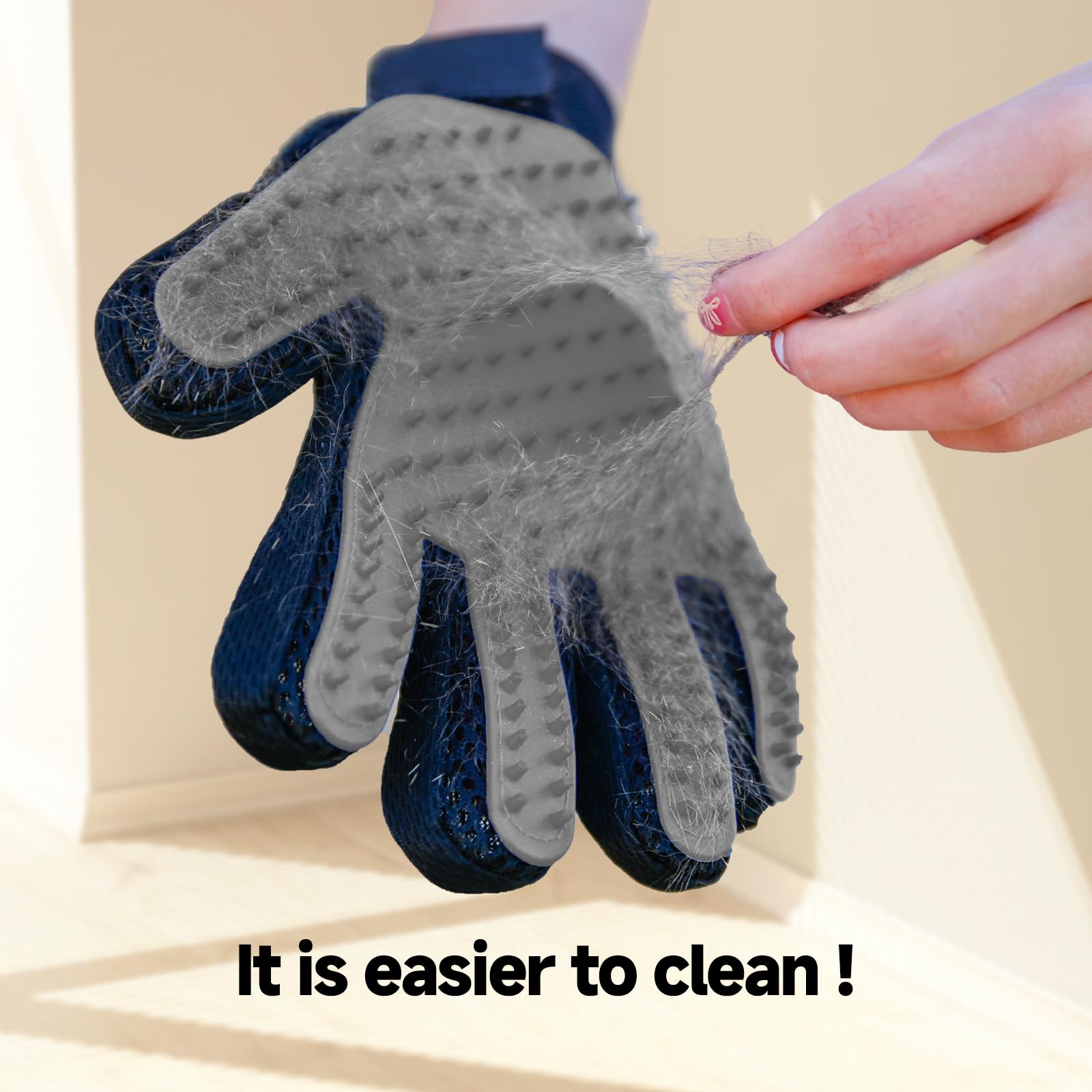NVNAN Pet Hair Removal Glove for Dogs & Cats, 2-Pack 2-in-1 Deshedding Brush & Massage Mitt - Grooming Gloves for Shedding Contr
