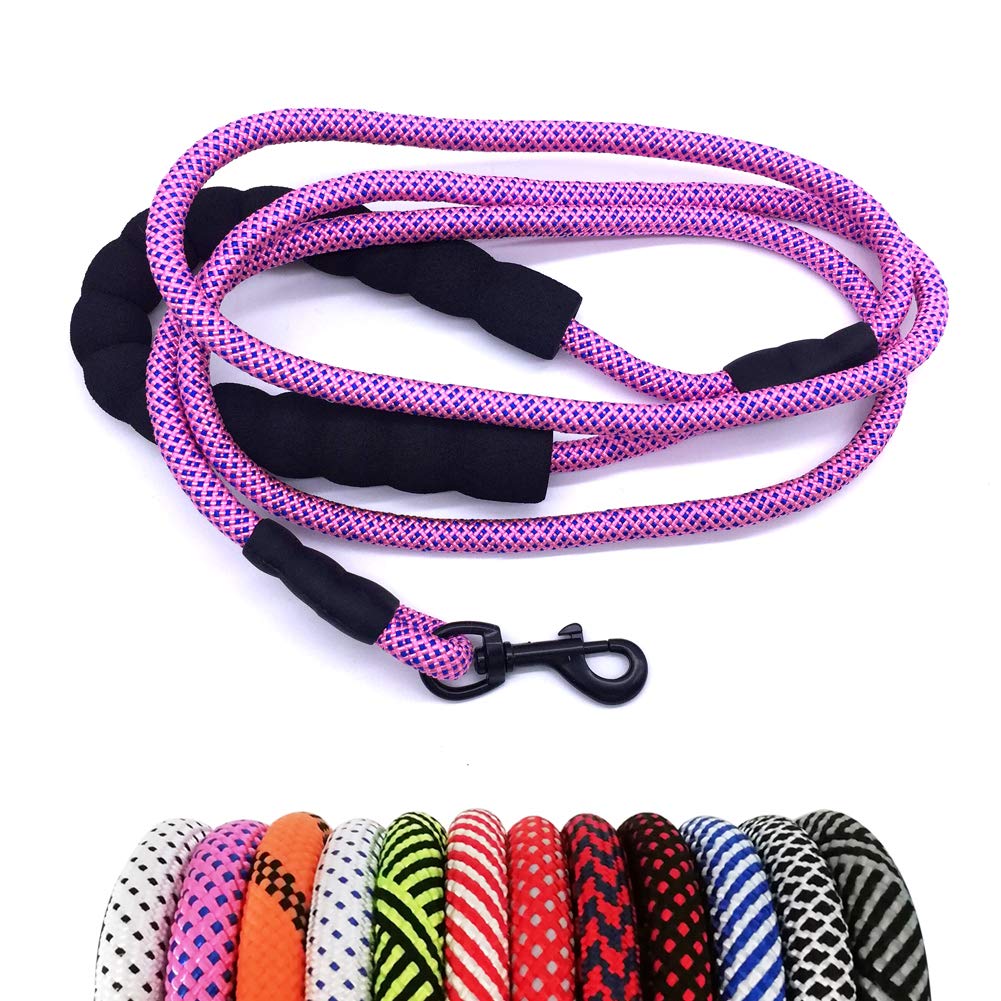 Maypaw Heavy Duty Rope Dog Leash, 1/4'' X 6Ft Nylon Pet Training Leash, Soft Padded Handle Lightweight Dog Walking Leash For Sma