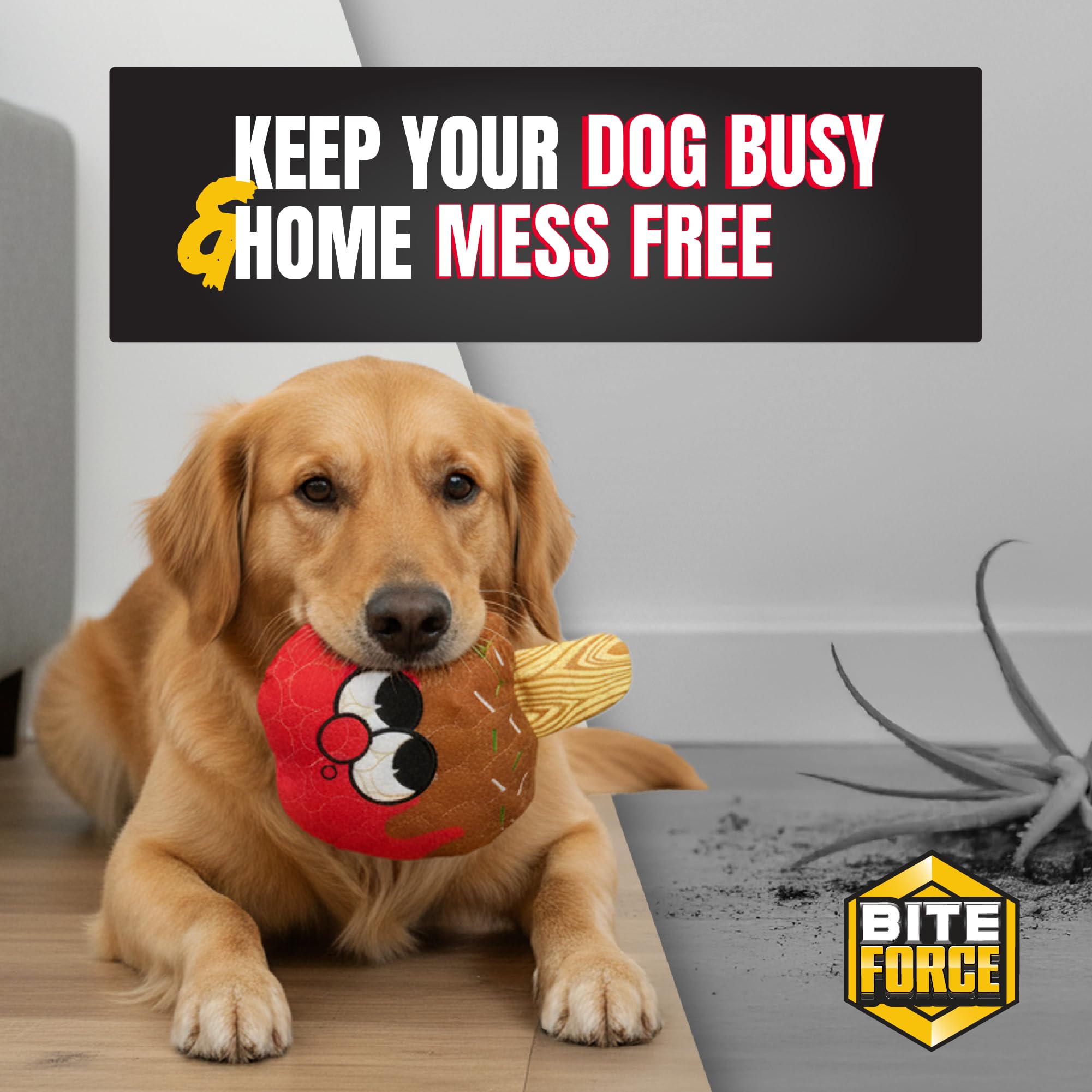 Bite Force -Durable & Strong Dog Toy Candy Apple Buddy with Squeaker, Kevlar-Reinforced for Aggressive Chewers for Small Medium