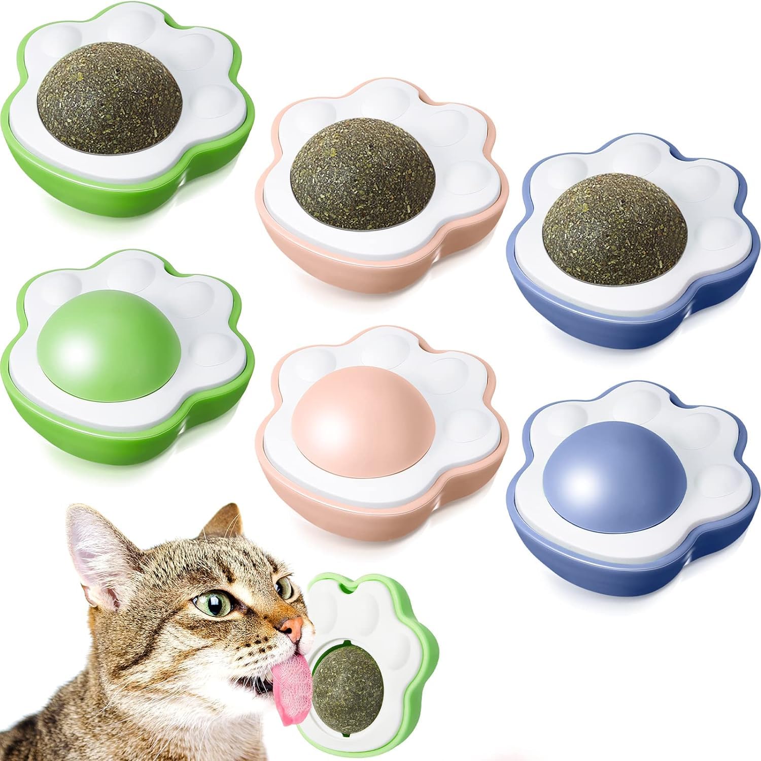 Dog Trust Catnip Balls Edible Catnip Ball for 1PCS Cats Kitten Toy Rotatable Mint Ball Kitten Chew Treats for Teeth Cleaning Bit