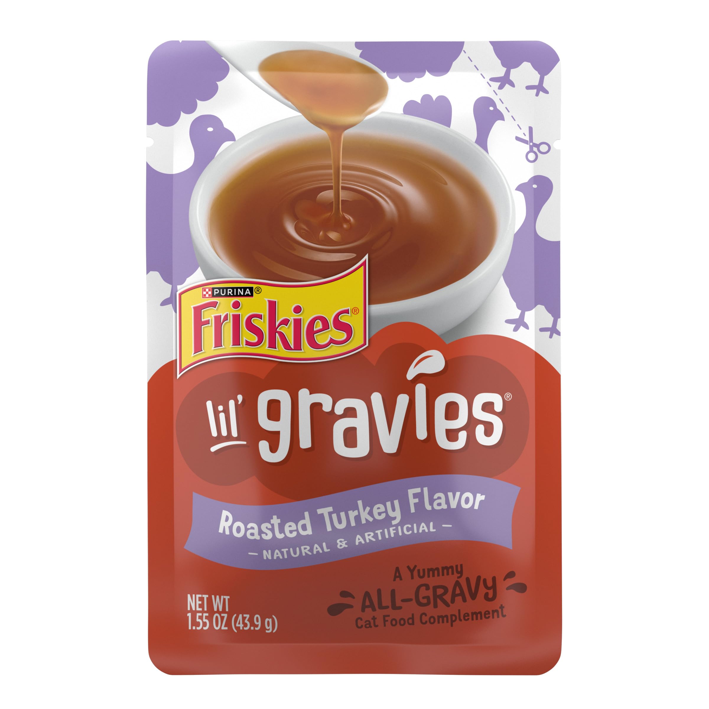 Purina Friskies Lil Gravies Roasted Turkey Flavor Cat Food Lickable Cat Treats - (Pack of 16) 1.55 oz. Pouches