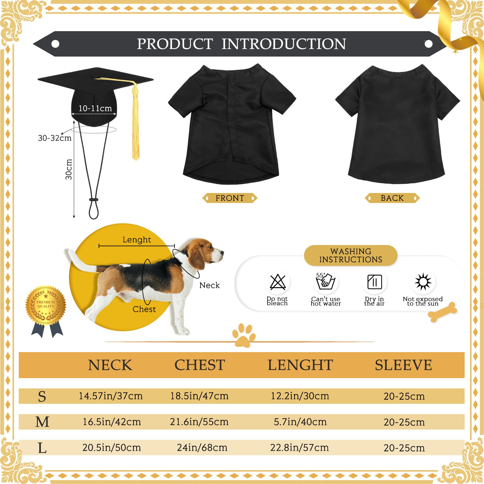 Xuniea 2 Pcs Dog Graduation Costume Set 2025 Dog Graduation Cap And Gown Puppy Hat With Tassel Matte Pet Grad Outfit Cats Grad B