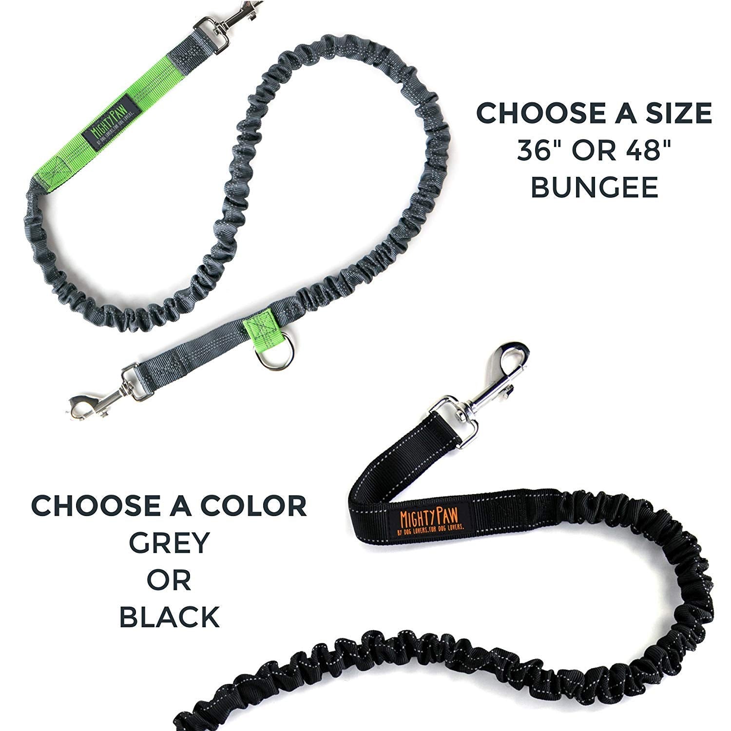 Mighty Paw Hands Free Dog Leash - Adjustable Hip Belt - Reflective Bungee System - Ideal For Training - Walking - Jogging - Hiki
