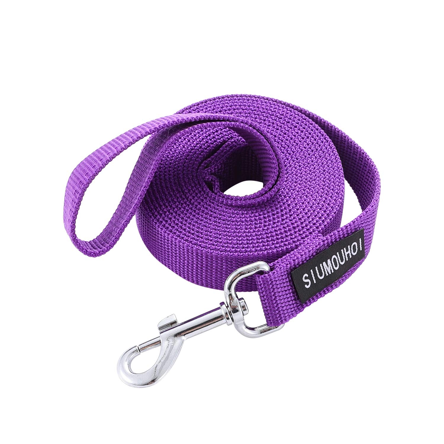 Siumouhoi Strong Durable Nylon Dog Training Leash, 1 Inch Wide Traction Rope, 6 Ft 10Ft 15Ft Long, For Small And Medium Dog (Pur