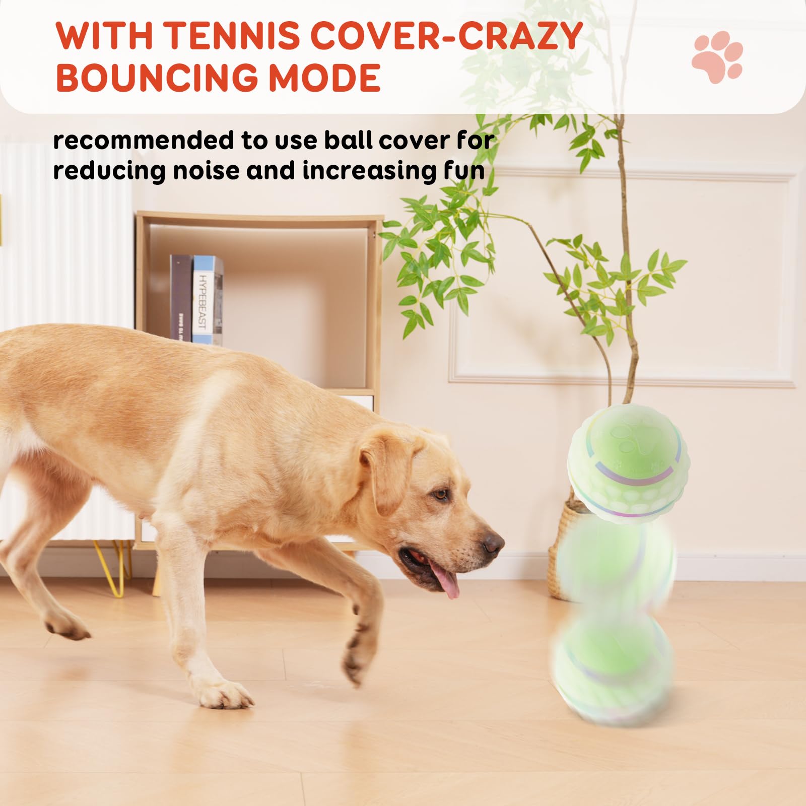 Hubaqonal Interactive Dog Toys Ball For Small & Medium Dogs, Durable Chew Toy For Aggressive Chewers, Automatic Rolling Dog Ball