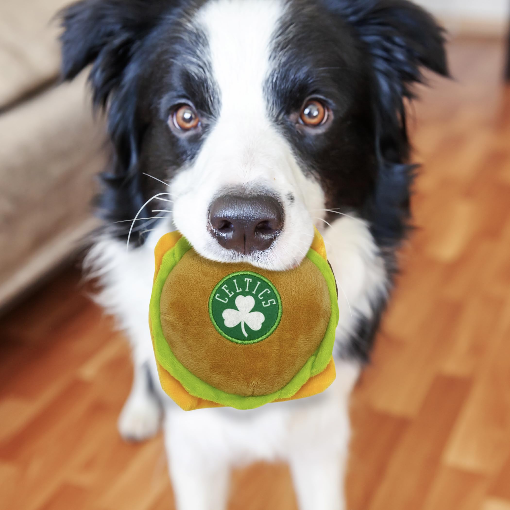 Pets First Nba Boston Celtics Cheese Burger Plush Dog & Cat Squeak Toy - Cutest Stadium Hamberger Snack Plush Toy For Dogs & Cat