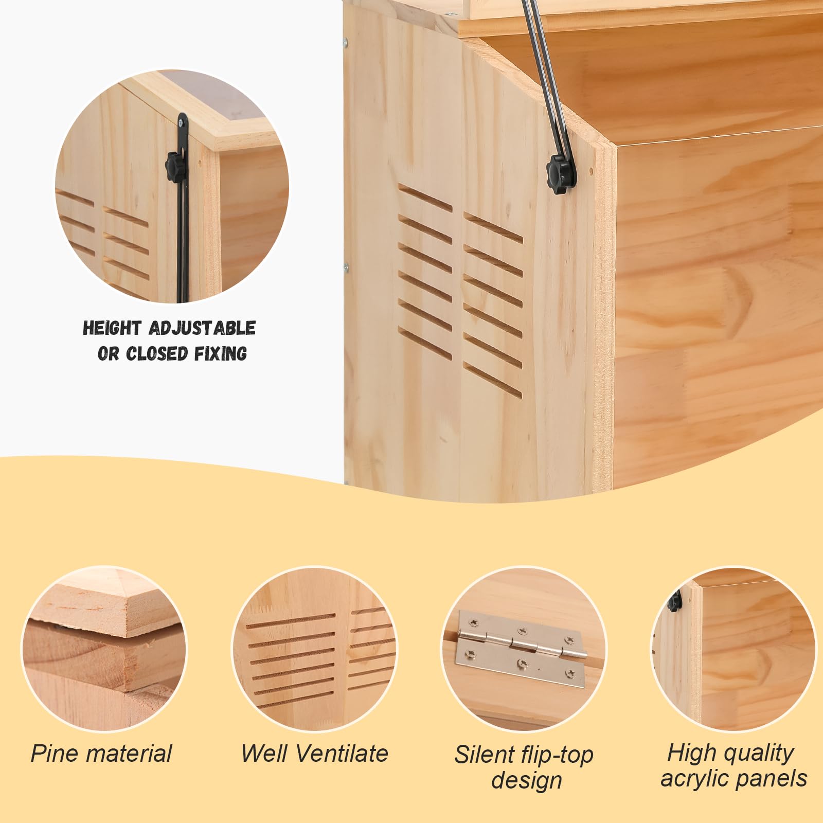 Wooden Hamster Cage,32'' Lx16 Wx16 H,Animal Cabinet For Dwarf Syrian Hamsters Degus, Hamster Habitat With Openable Top And Large