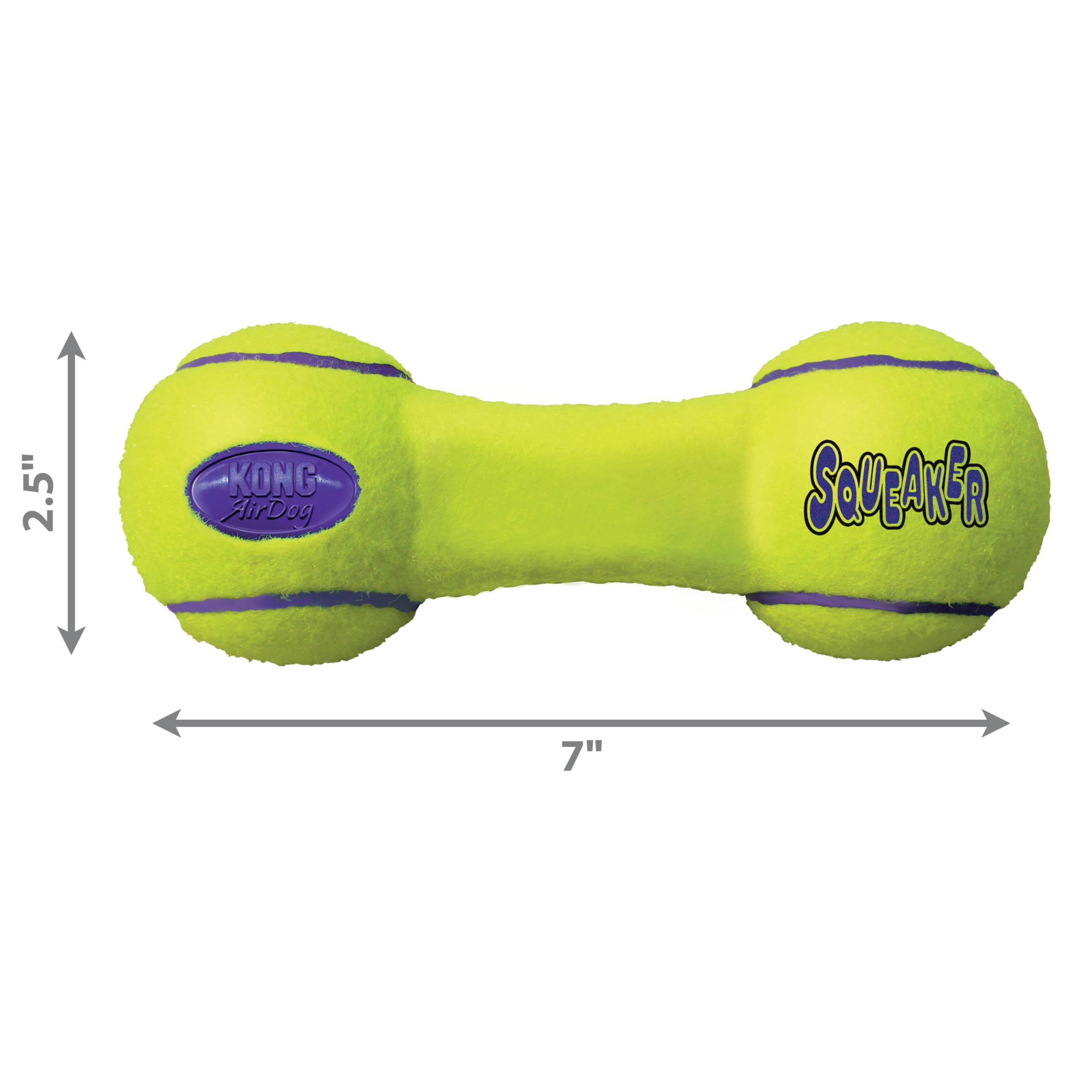 Kong - Airdog® Squeaker Dumbbell - Squeaky Bounce And Fetch Toy, Tennis Ball Material - For Medium Dogs