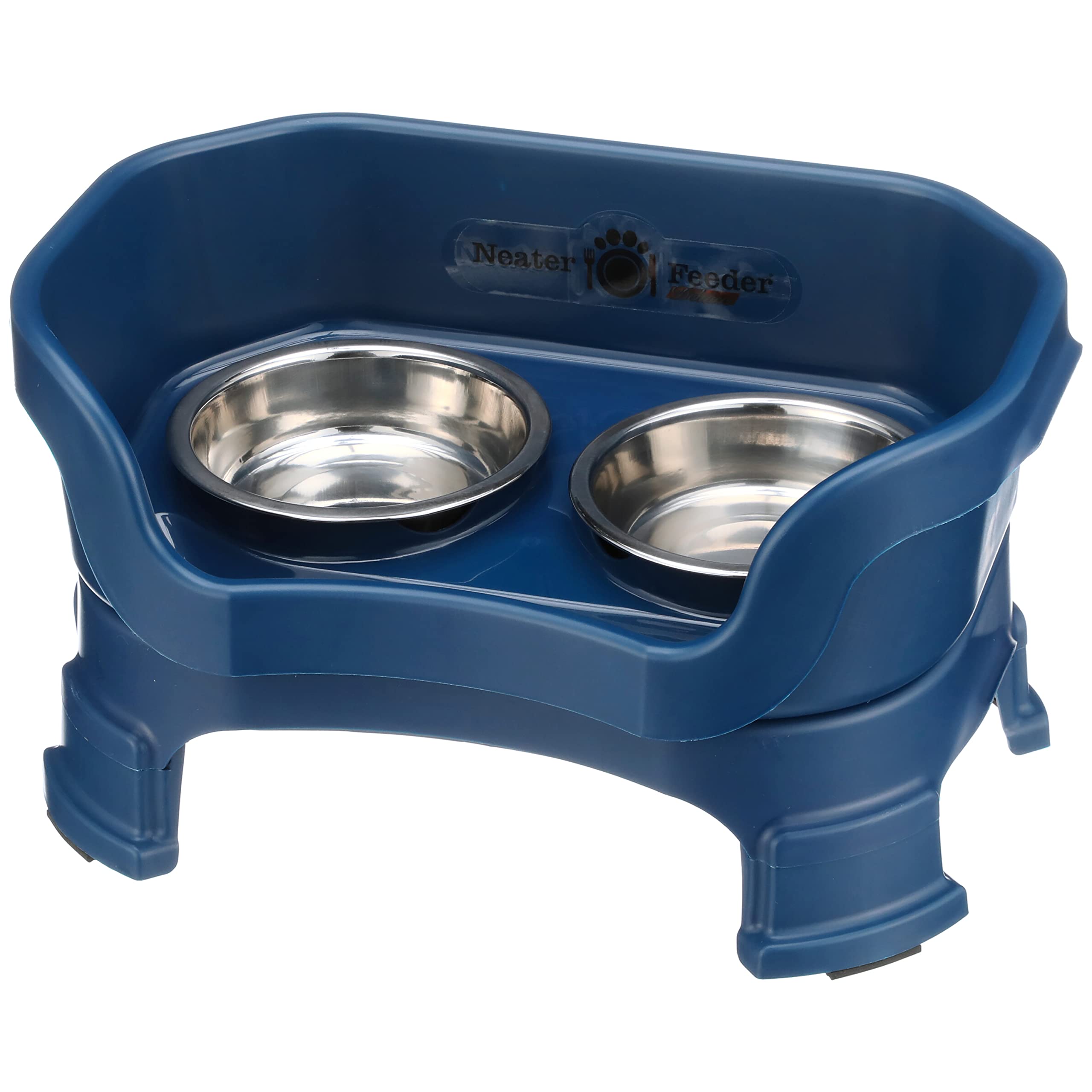Neater Feeder Deluxe with Leg Extensions for Small Dogs - Mess Proof Pet Feeder with Stainless Steel Food & Water Bowls - Drip P