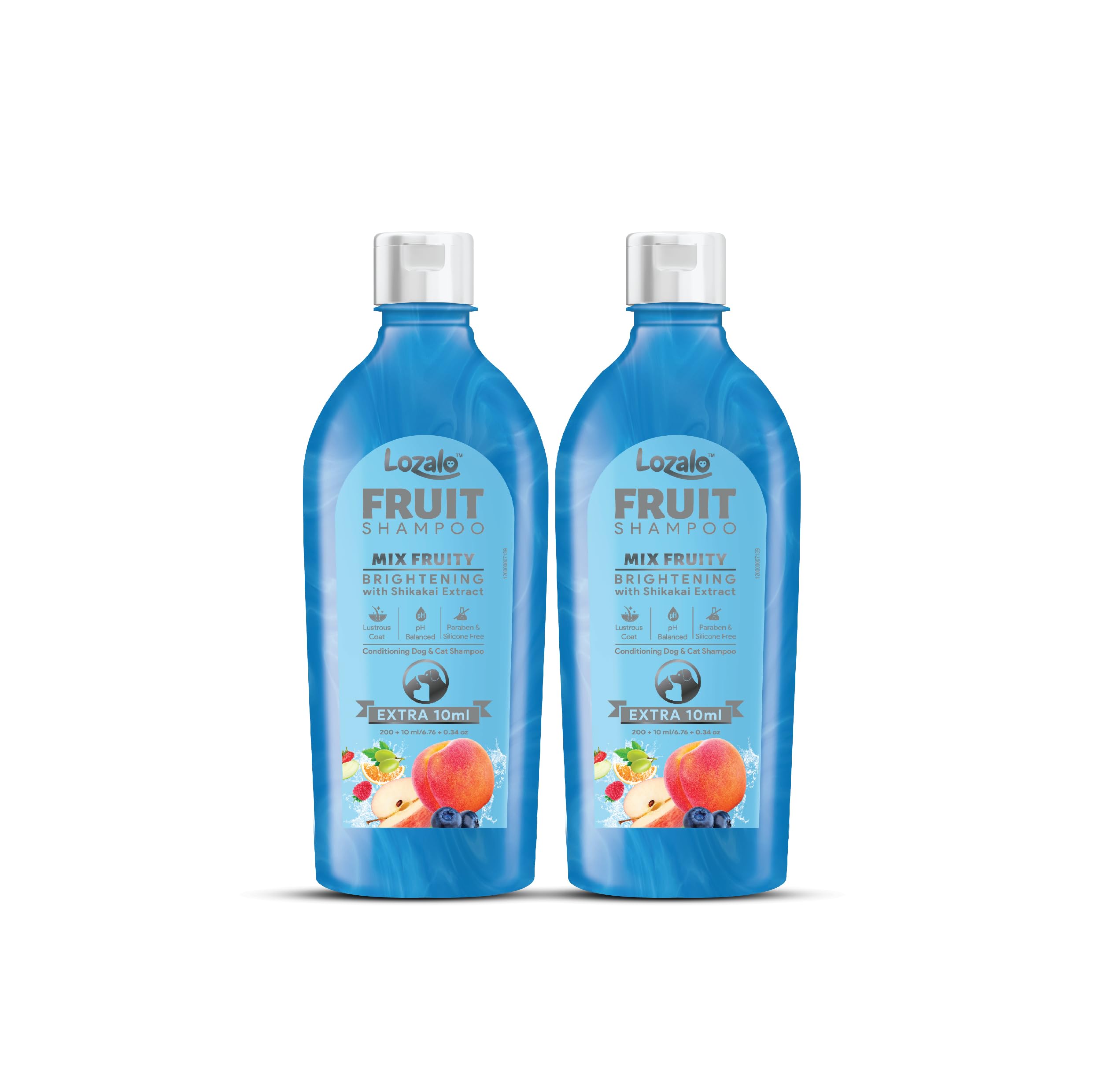 Lozalo Brightening Fruit Pet Shampoo 400 Ml, Combo Pack Of 2X200Ml, Mix Fruit, Ph Balanced, Paraben Free Conditioning Shampoo Fo