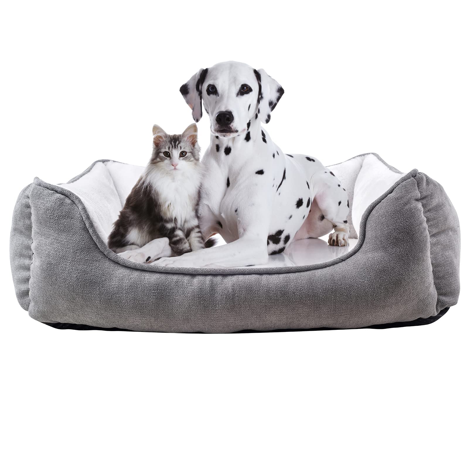 Long Rich Rectangle Bolster Pet Bed, Dog Bed Medium Size, Gray With, 25X21X8 Inch (Pack Of 1) (Hct-Rec-005)