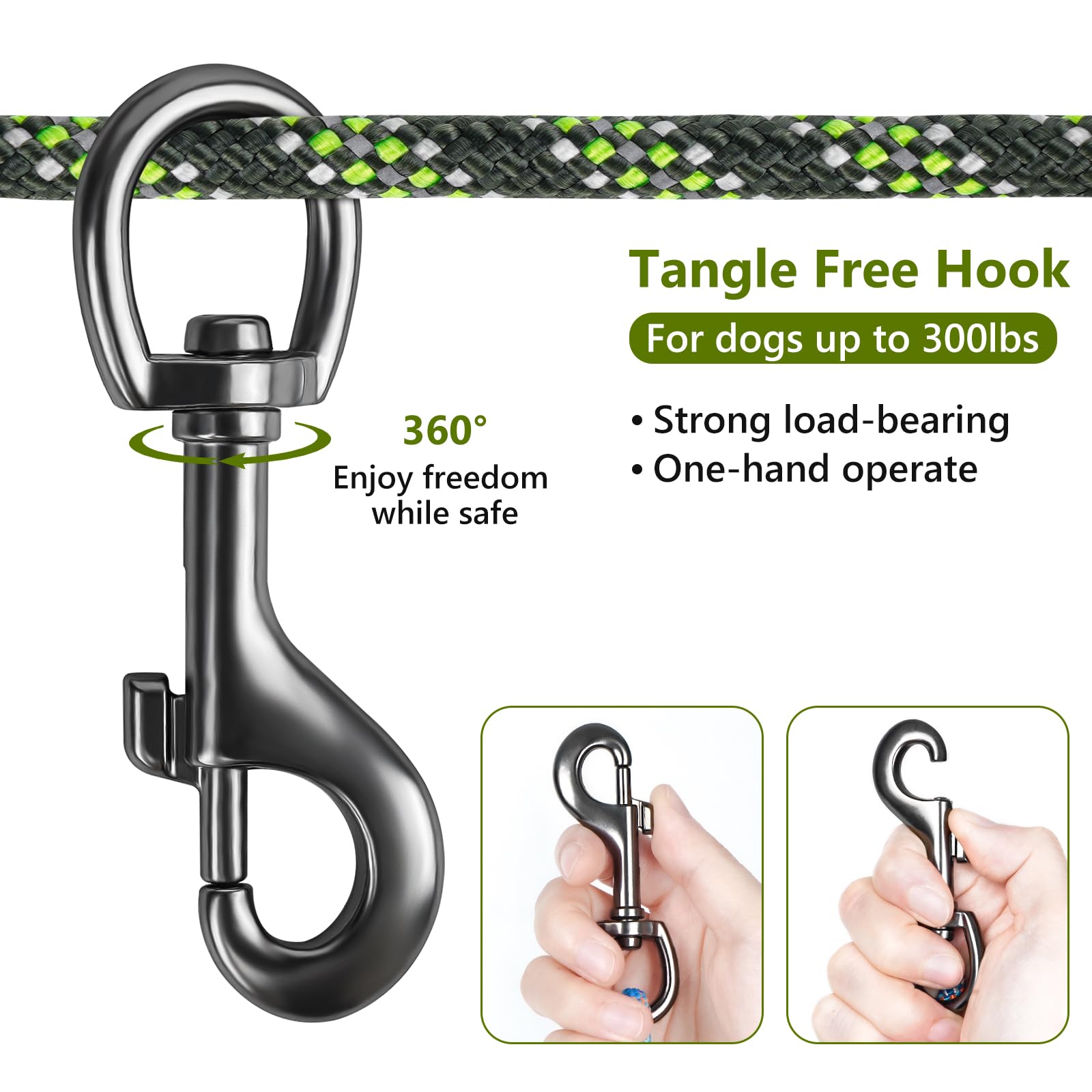 Tresbro Dog Camping Leash System - 50Ft/75Ft/100Ft Reflective Trolley Lead For Dogs Up To 300Lbs, Ideal For Camping, Courtyards,