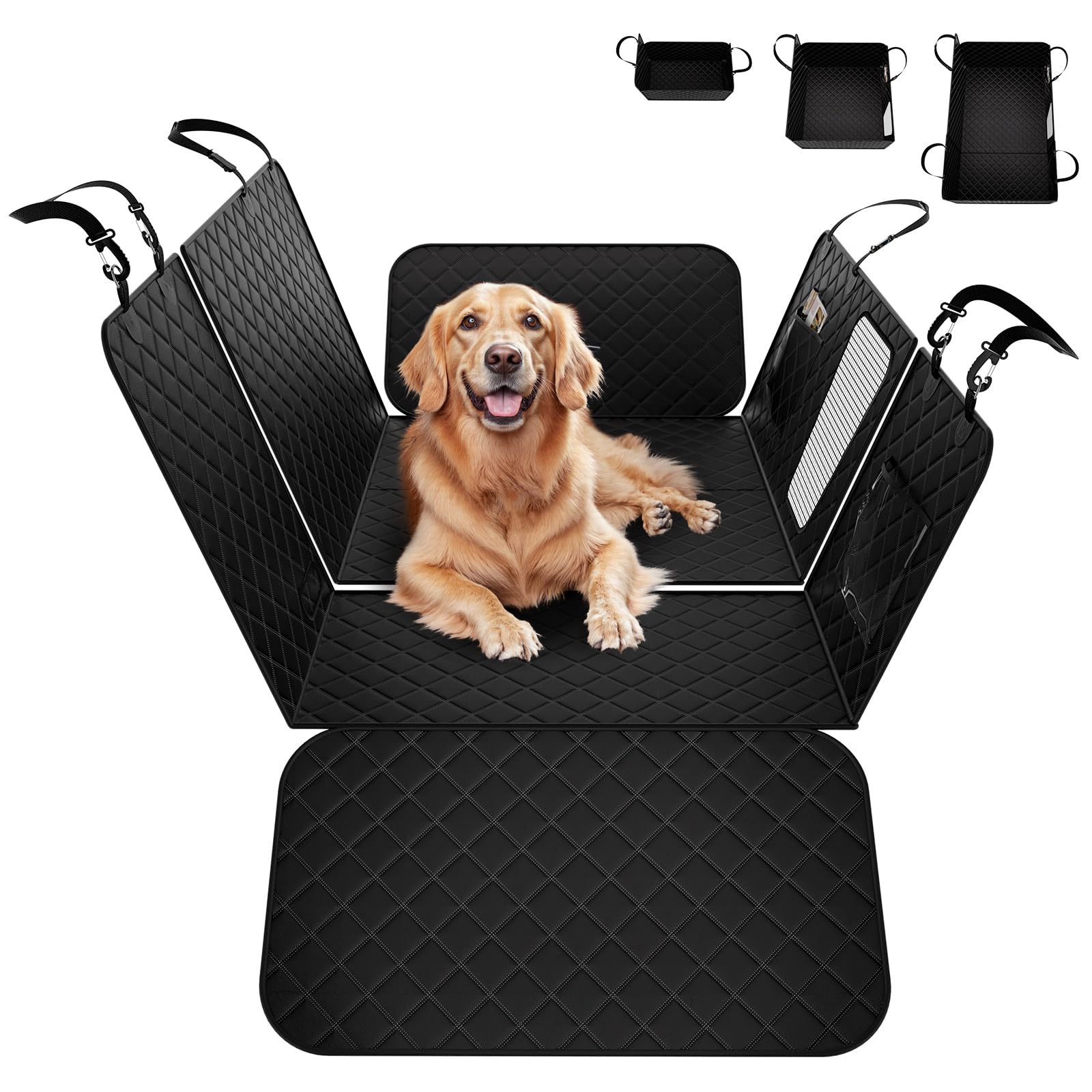 Gardner Pet Dog Car Seat Cover For Back Seat With Hard Bottom Holds 400Lbs, 6-In-1 Back Seat Pet Extender For Dogs With Waterpro