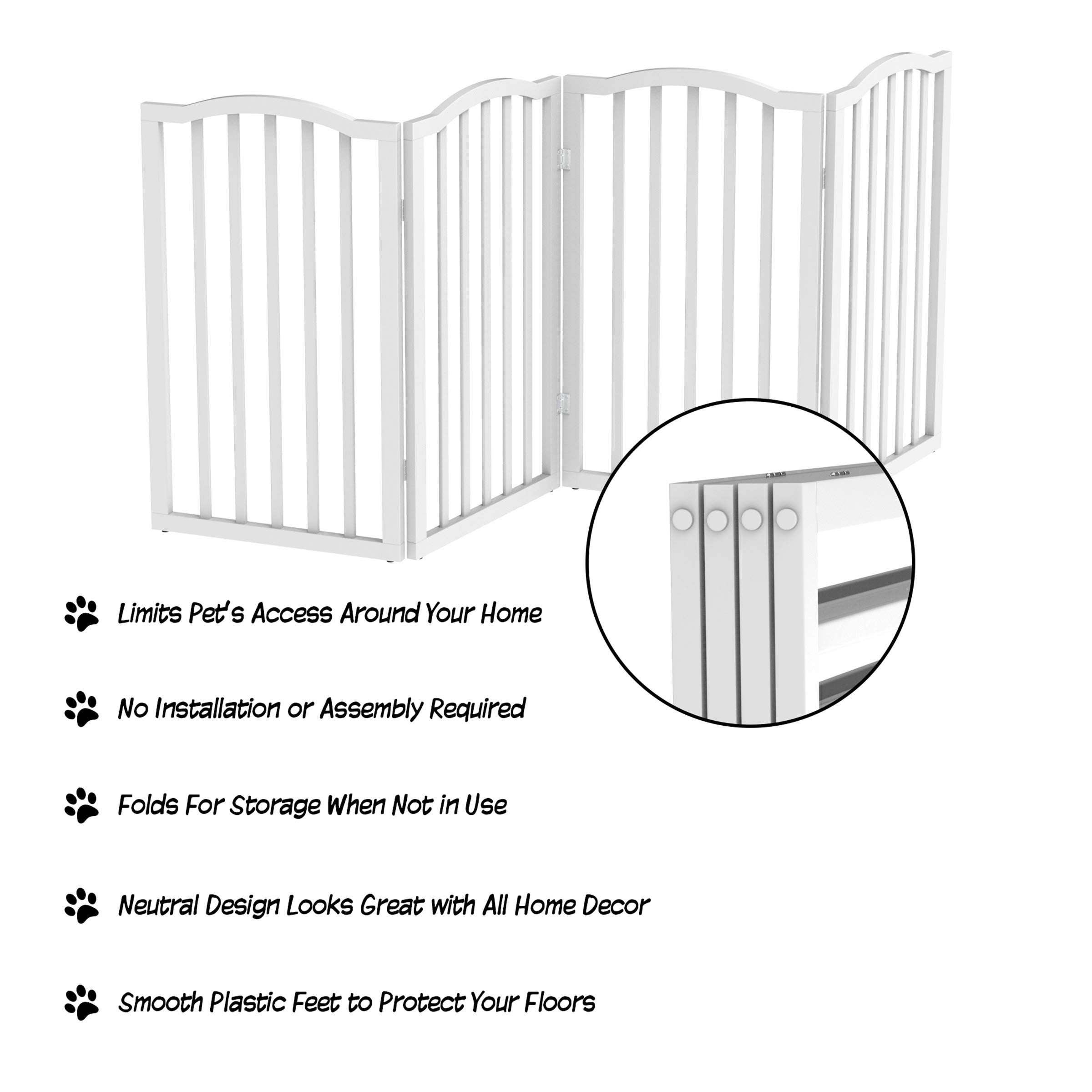 Petmaker Freestanding Pet Gate - Wooden Folding Fence For Doorways, Halls, Stairs & Home - Step Over Divider - Great For Dogs &