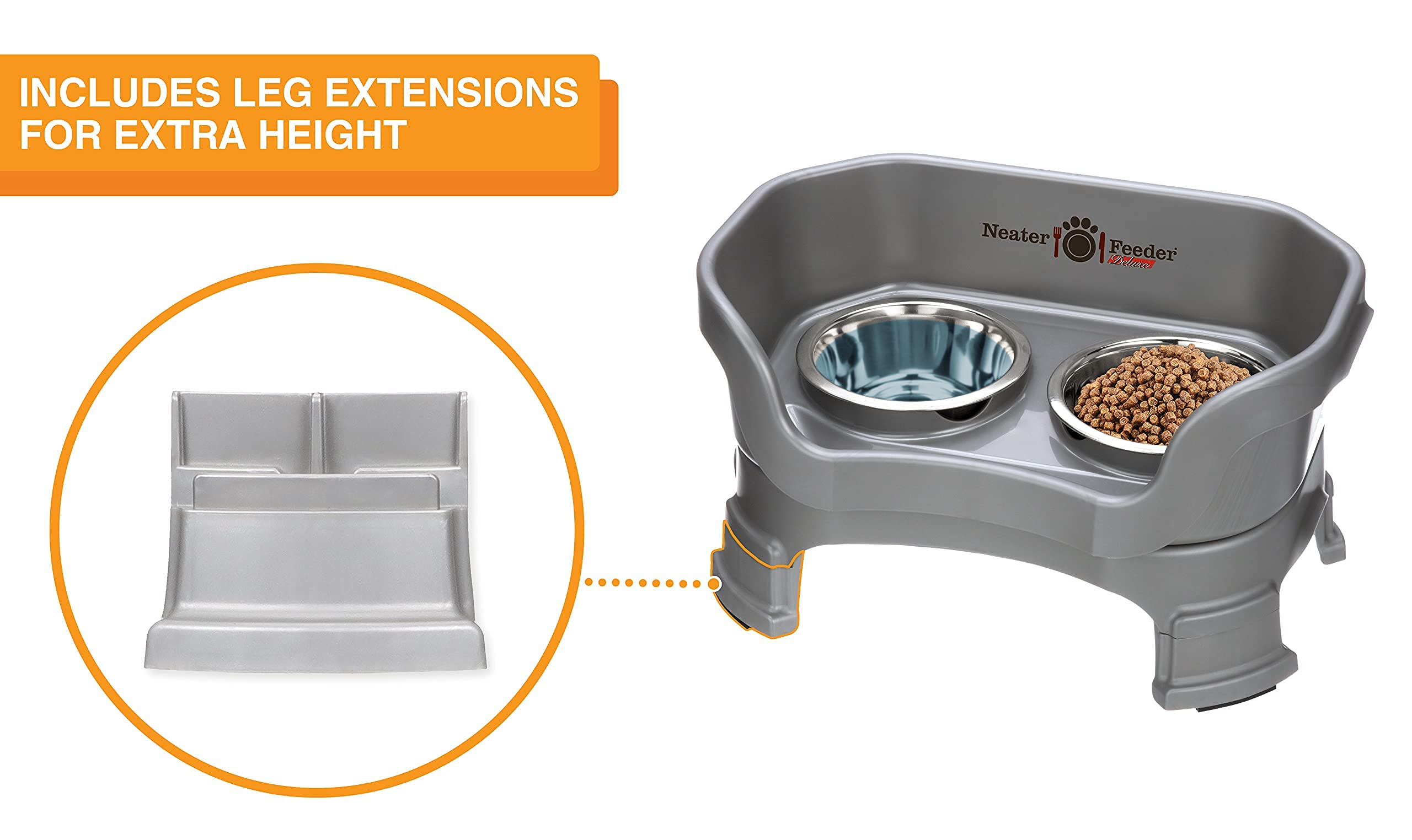 Neater Feeder Deluxe Mess Proof Dog Bowls Elevated for Small Breeds - Made in USA - No Spill Raised Dog Food Bowl Stand w/Leg Ex