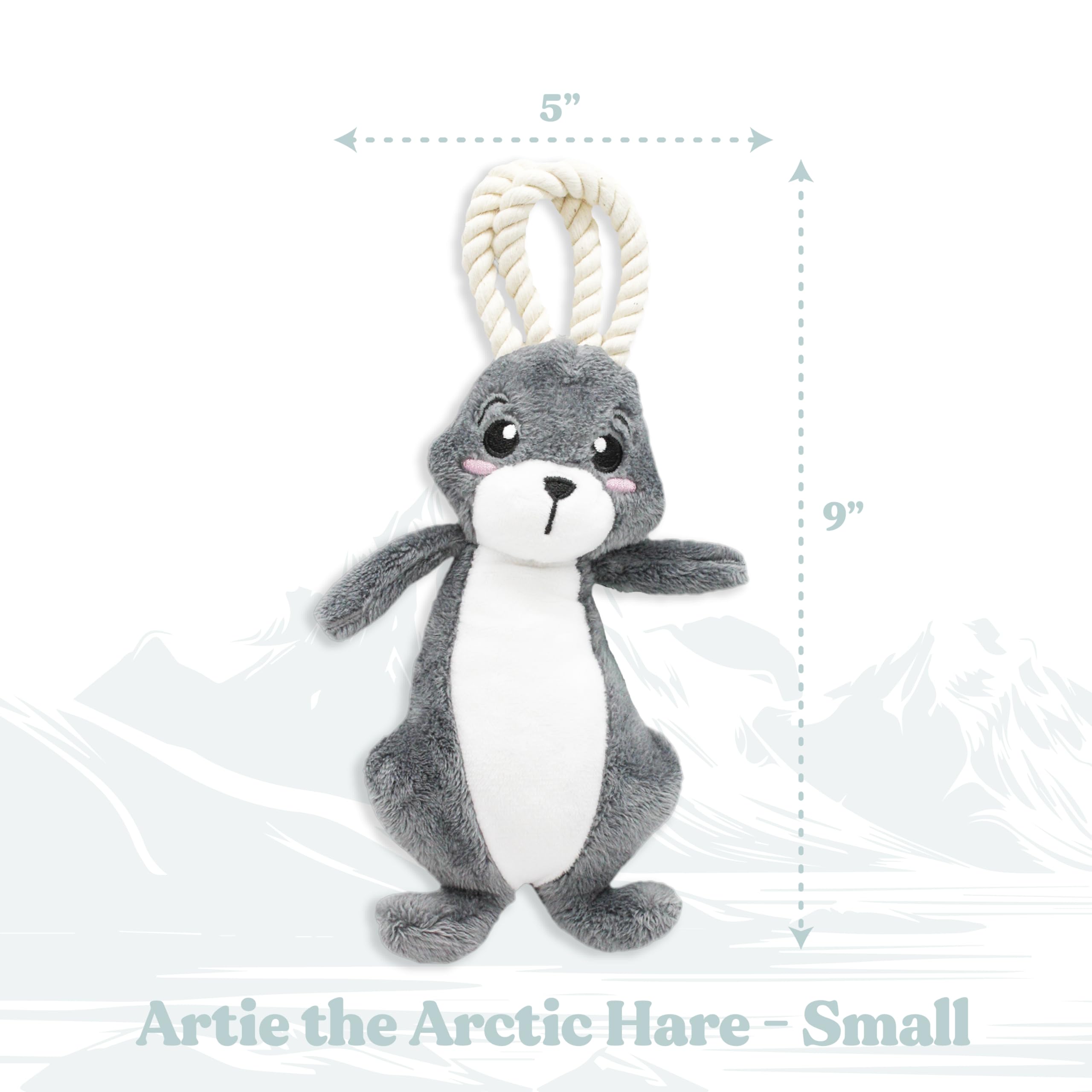 Grrreen Arctic Collection Dog Toys | Small Sized Artie The Arctic Hare | Cute, Durable, & Sustainable Plush Chew Toys For Dogs U
