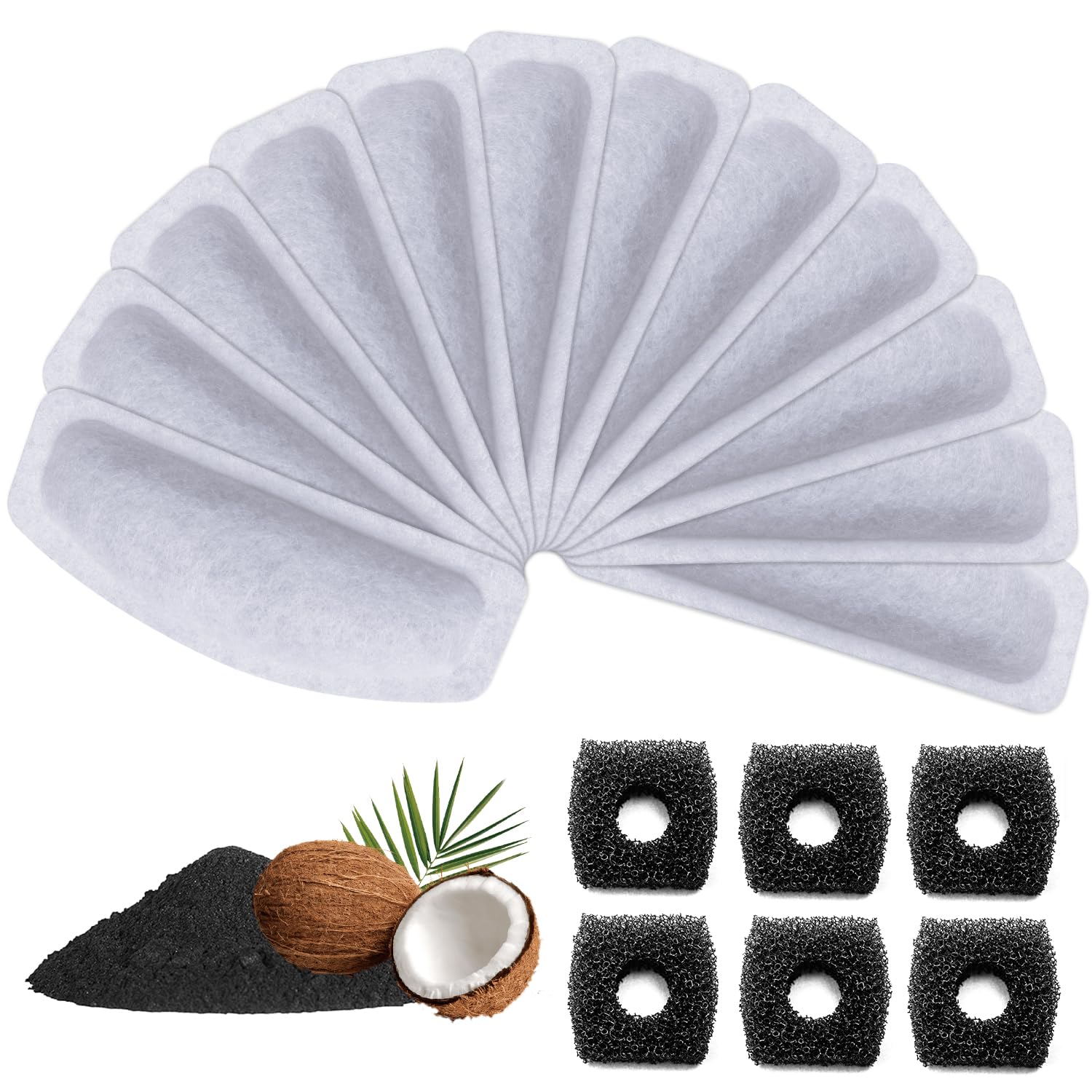 Cat Water Fountain Filters For Orsda D60 100Oz/3L Pet Fountain, 12Pcs Replacement Carbon Filters With Triple Filtration System, 