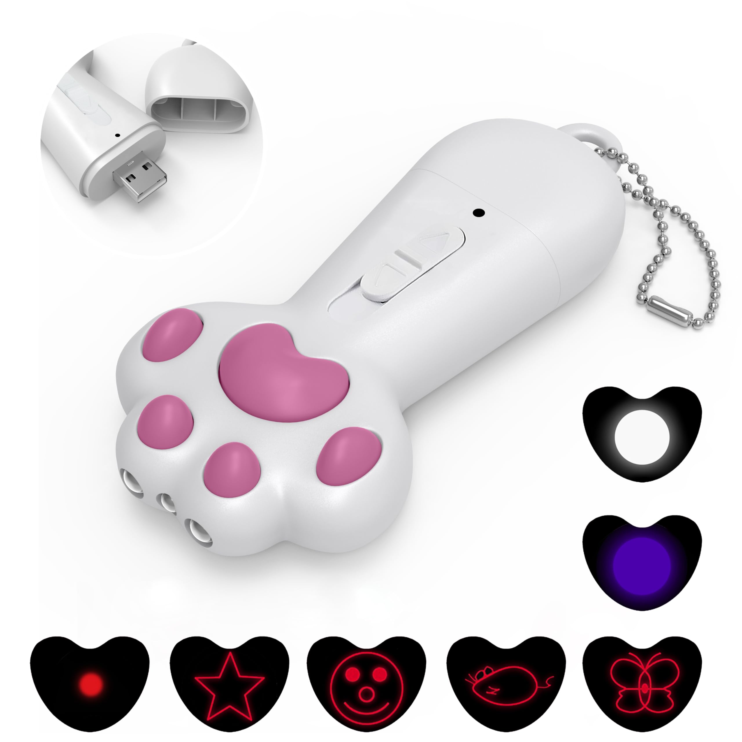 Fynigo Interactive Cat Toys For Indoor Cats And Dogs,7 In 1 Usb Rechargeable Cat Teaser Toy For Chasing And Exercise