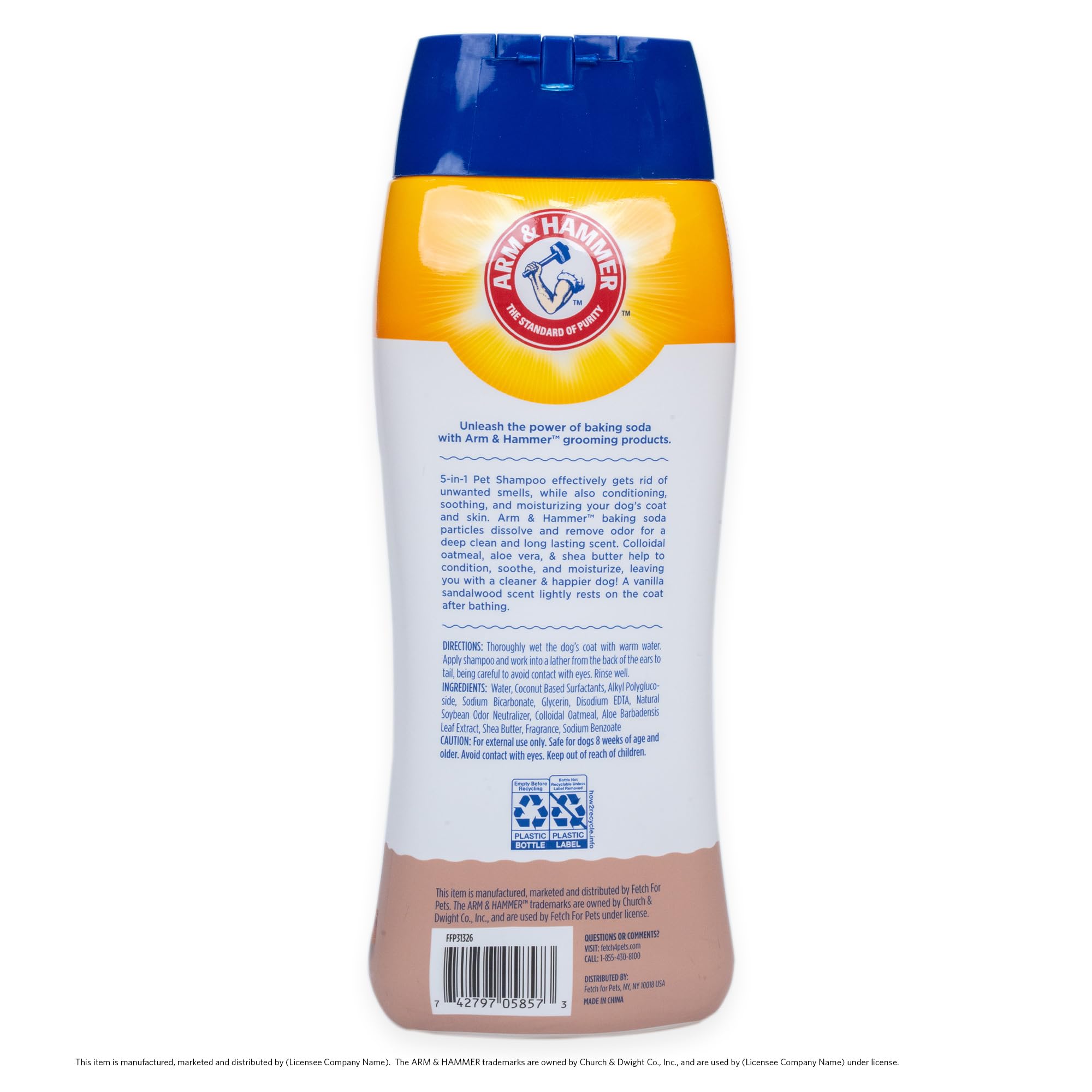 Arm & Hammer For Pets 5-In-1 Pet Shampoo With Conditioner, Vanilla Sandalwood Scent - Deodorizing, Skin Soothing, And Moisturizi