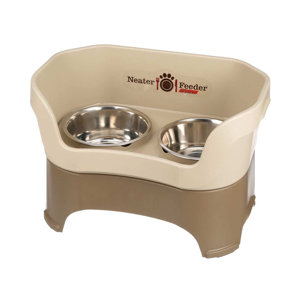 Neater Feeder - Deluxe Model for Dogs - Mess-Proof Elevated Dog Bowls (Large Dog, Cappuccino) - Non-Tip, Spill Proof, Non-Skid F