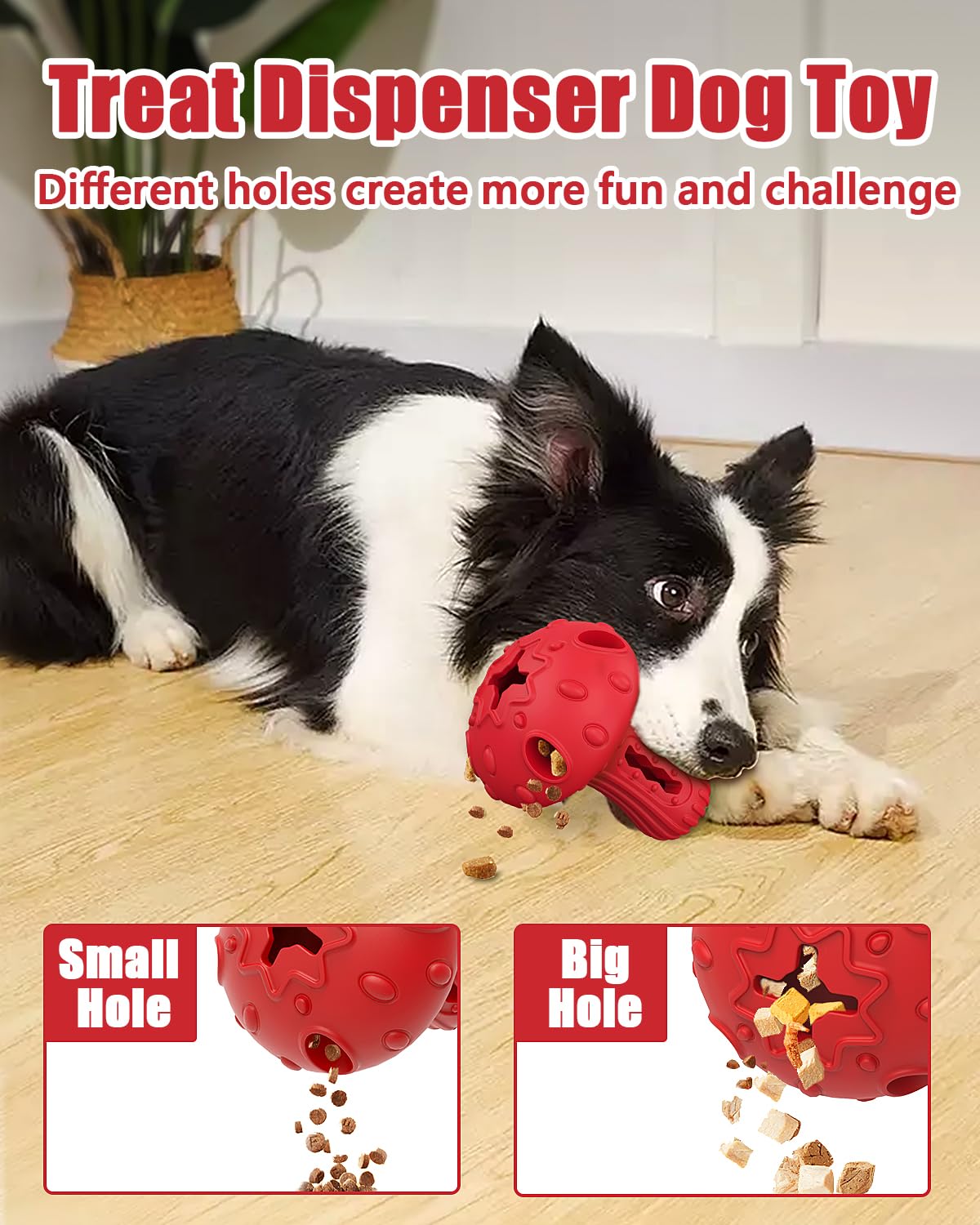 Dog Chew Toys For Aggressive Chewers, Rubber Treat Dispensing Stimulation Toy To Keep Them Busy, Durable Interactive Enrichment