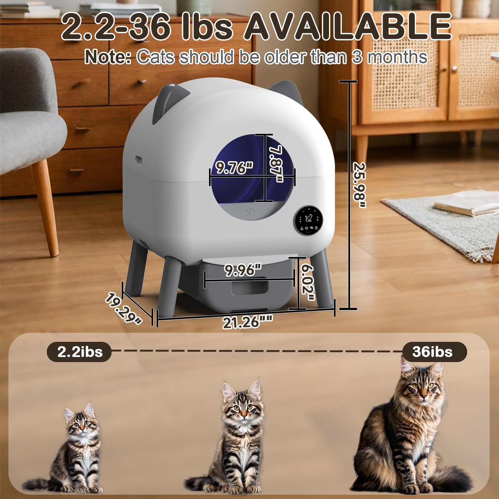 Himix Self Cleaning Cat Litter Box, Automatic Cat Litter Box Robot Self-Cleaning With App Control And Odor Removal For Multiple